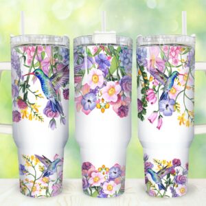 Hummingbirds Floral Custom Stanley Cup 40 oz 30 oz Tumbler With Handle