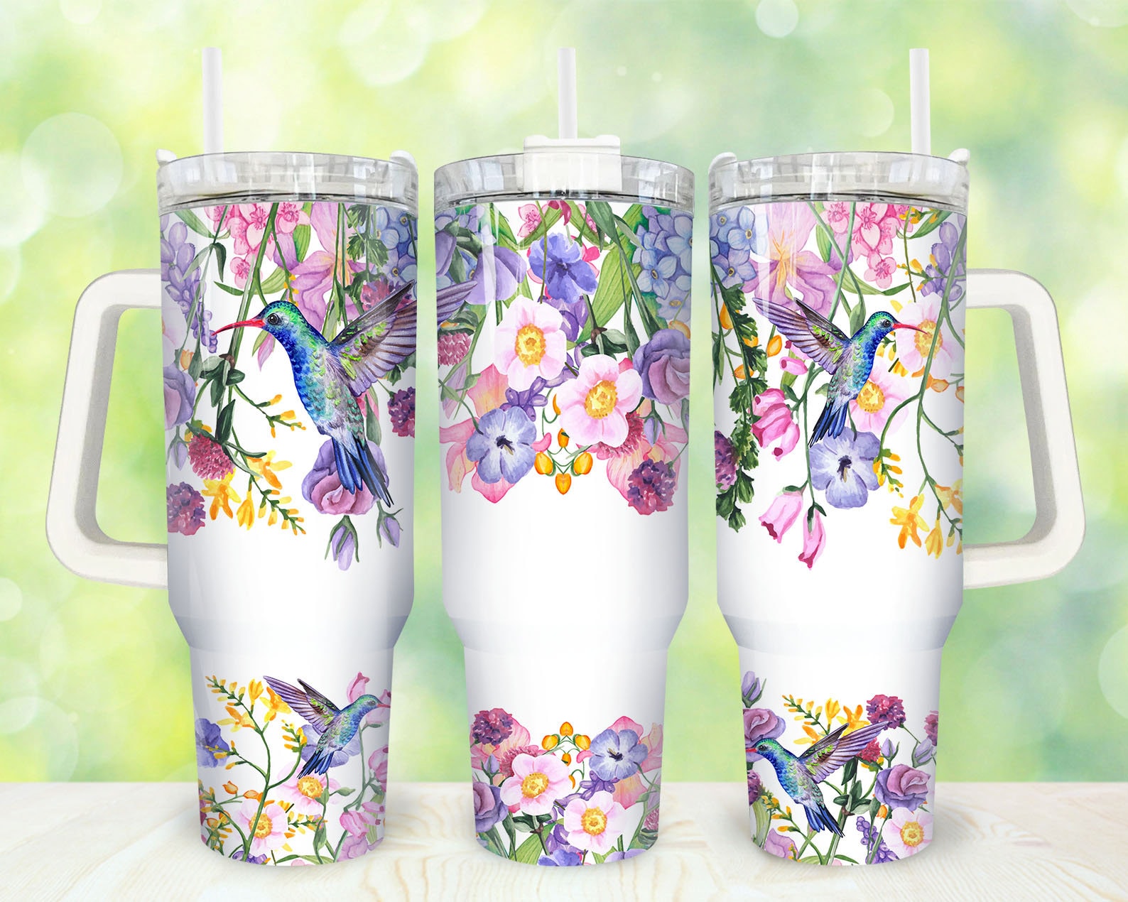 Hummingbirds Floral Custom Stanley Cup 40 oz 30 oz Tumbler With Handle