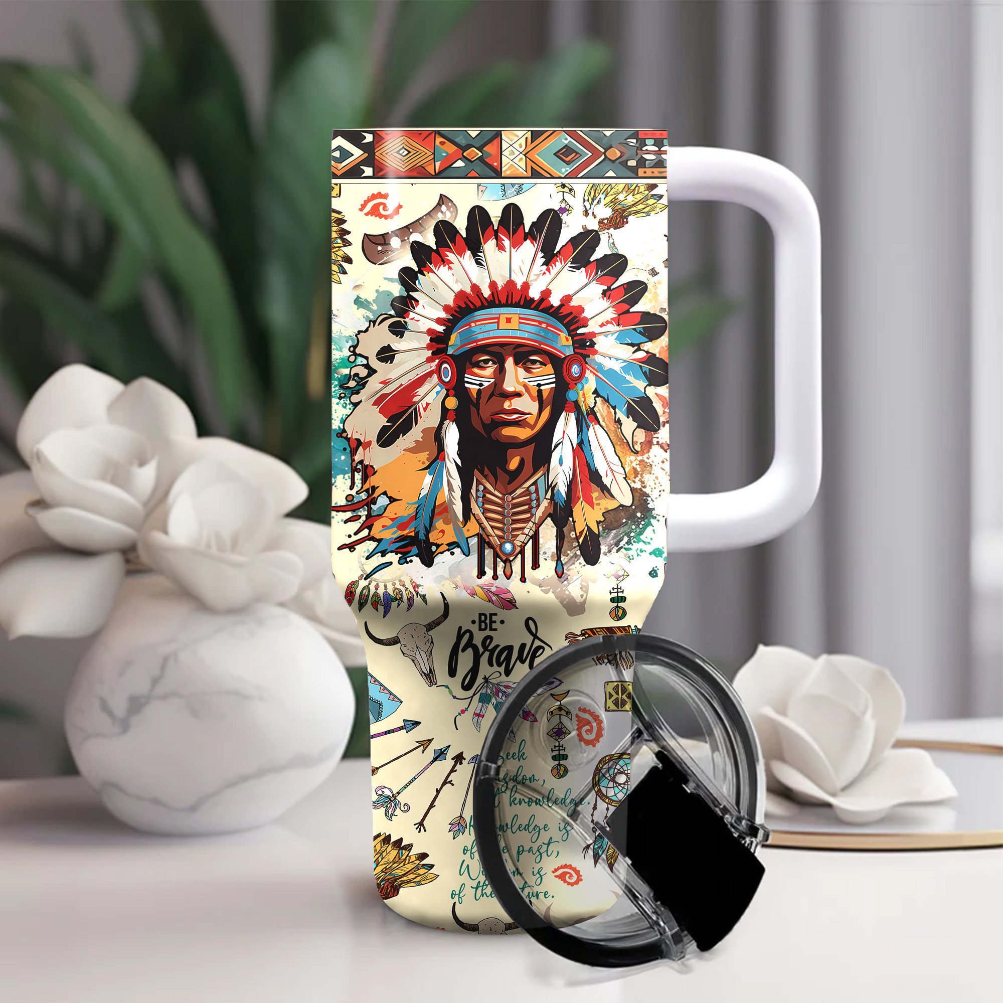Indian Chief Custom Stanley Cup 40 oz 30 oz Tumbler With Handle