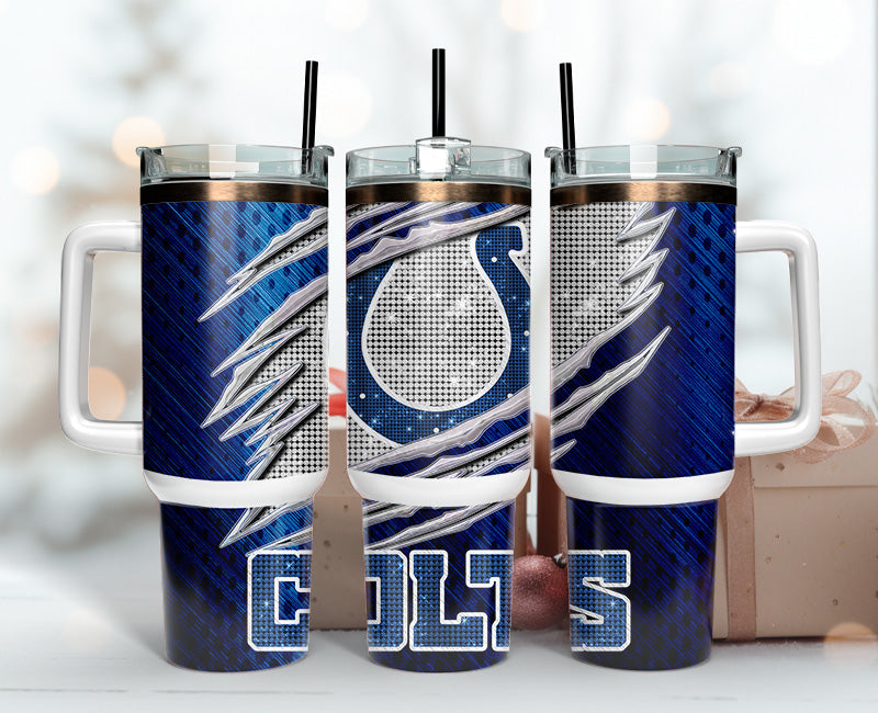Indianapolis Colts NFL Bling Effect Custom Stanley Cup 40 oz 30 oz Tumbler With Handle