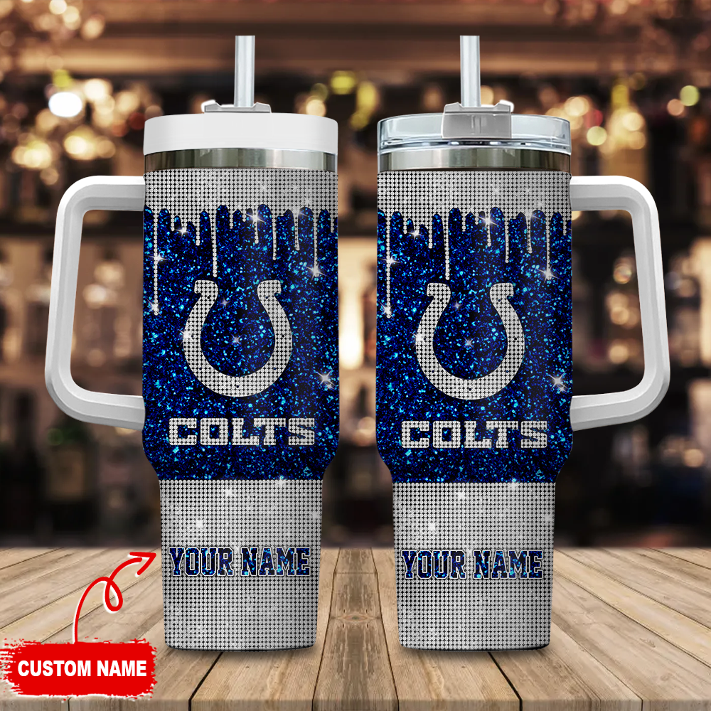 Indianapolis Colts NFL Glitter Custom Stanley Cup 40 oz 30 oz Tumbler With Handle