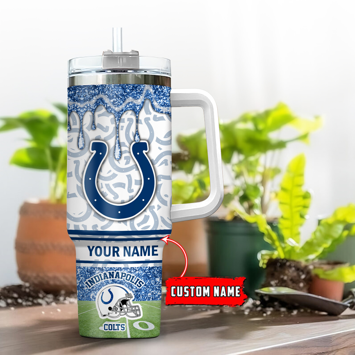 Indianapolis Colts NFL Glitter Custom Stanley Cup 40 oz 30 oz Tumbler With Handle
