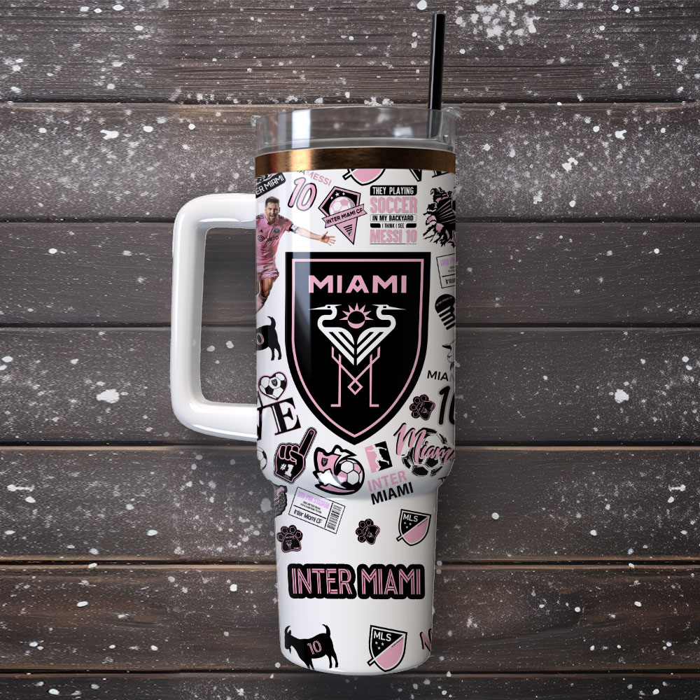 Inter Miami Messi Soccer Custom Stanley Cup 40 oz 30 oz Tumbler With Handle