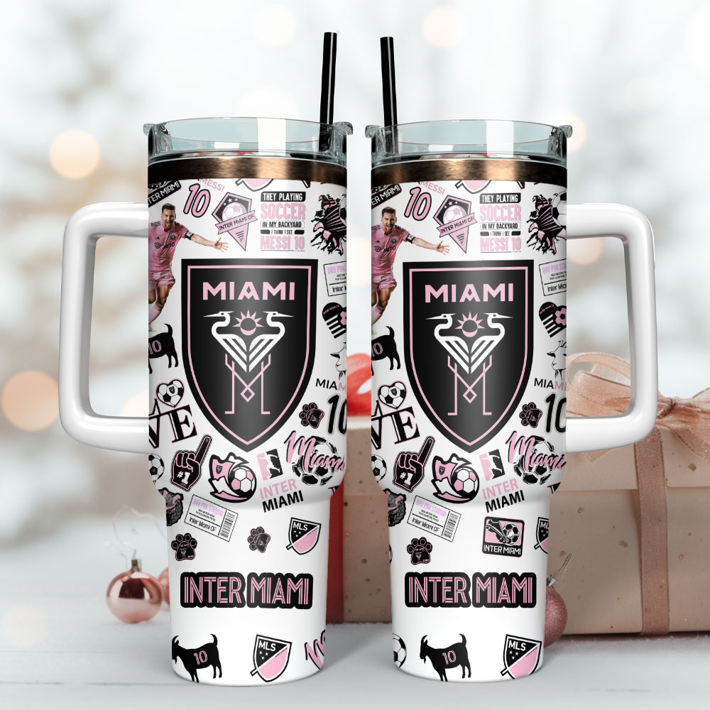 Inter Miami Messi Soccer Custom Stanley Cup 40 oz 30 oz Tumbler With Handle