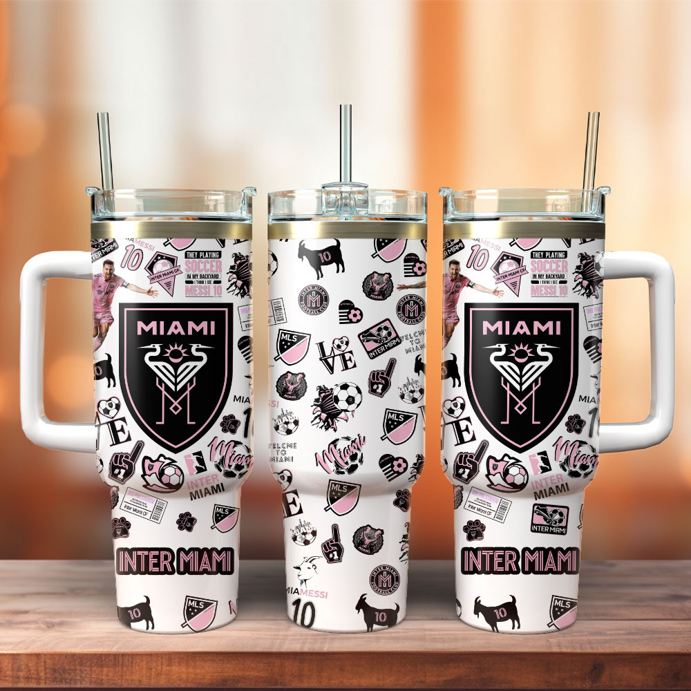 Inter Miami Messi Soccer Custom Stanley Cup 40 oz 30 oz Tumbler With Handle