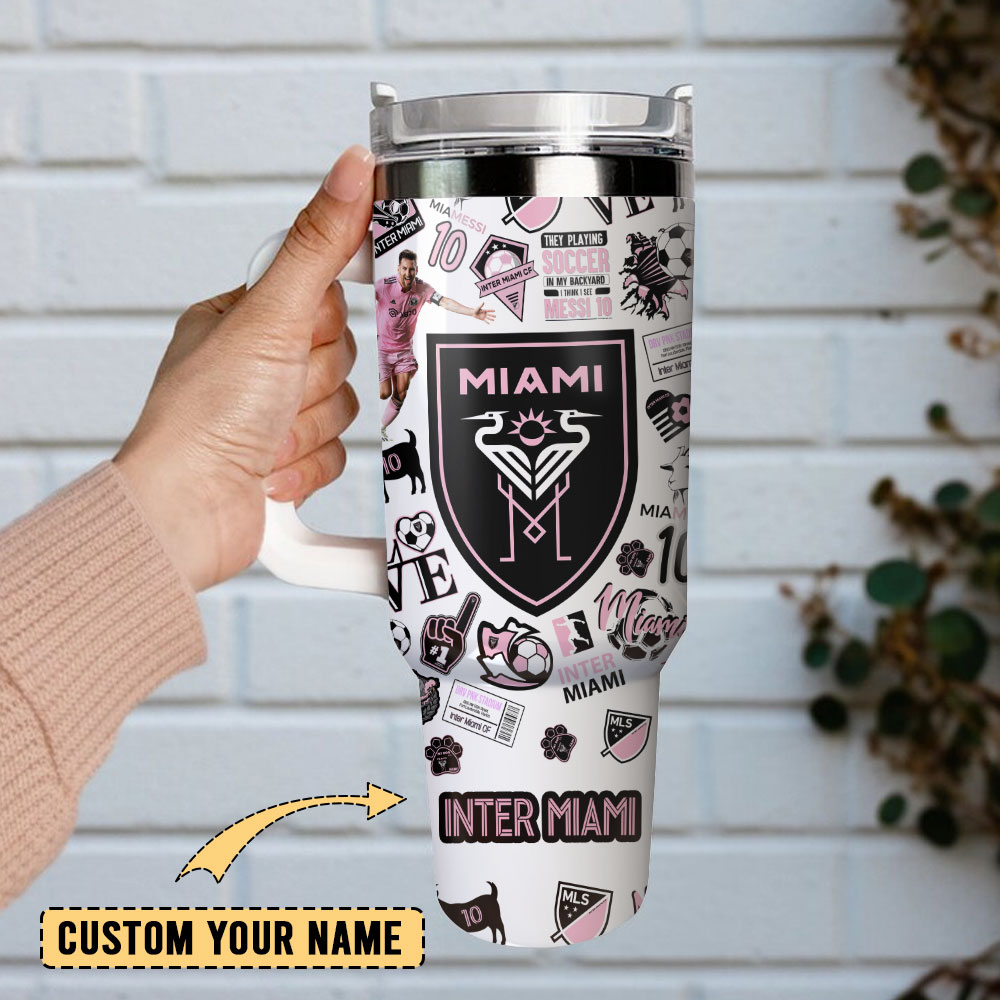 Inter Miami Messi Soccer Custom Stanley Cup 40 oz 30 oz Tumbler With Handle