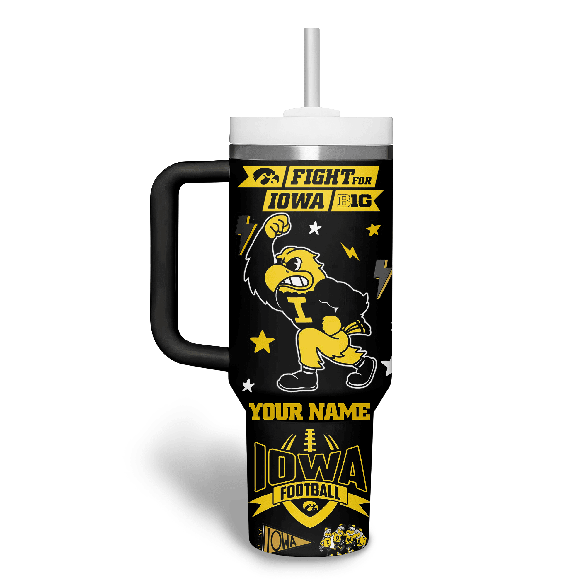 Iowa Hawkeyes NCAA Custom Stanley Cup 40 oz 30 oz Tumbler With Handle