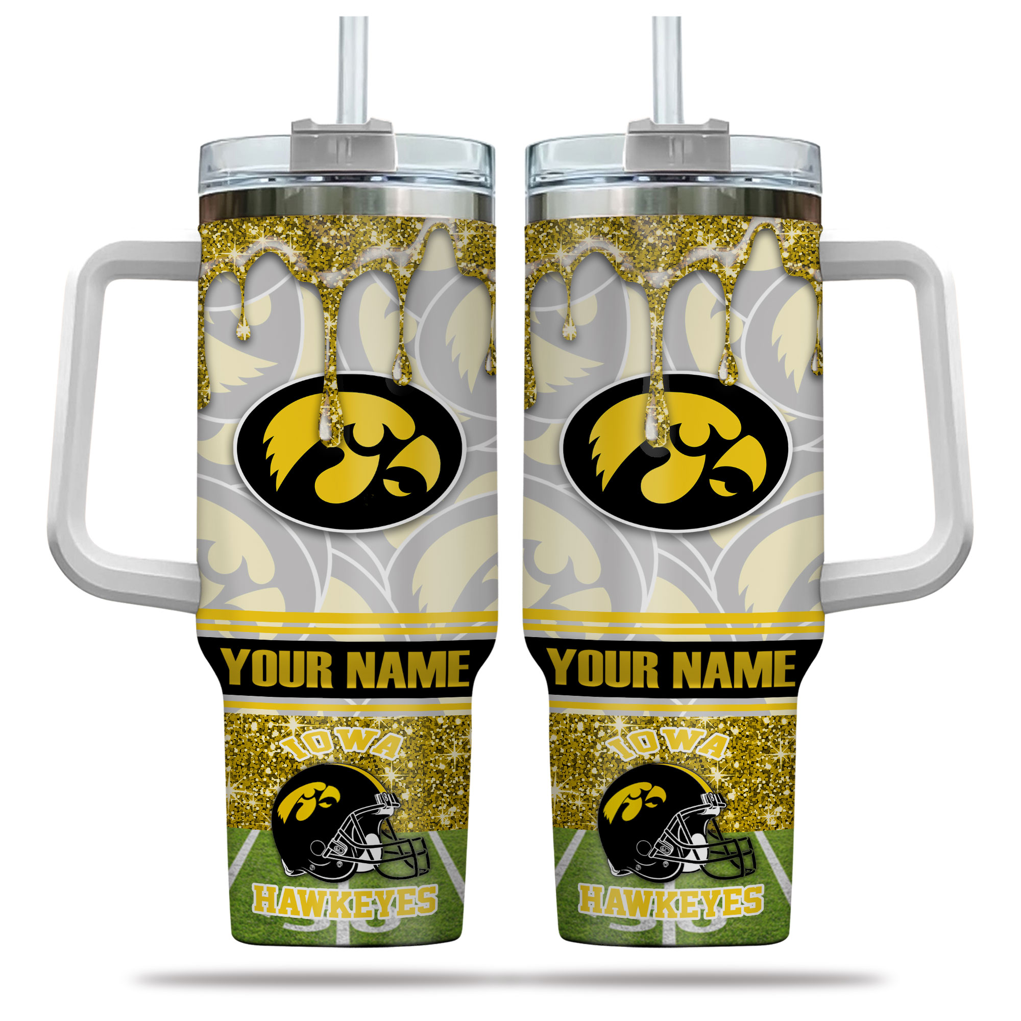 Iowa Hawkeyes NCAA Glitter Custom Stanley Cup 40 oz 30 oz Tumbler With Handle