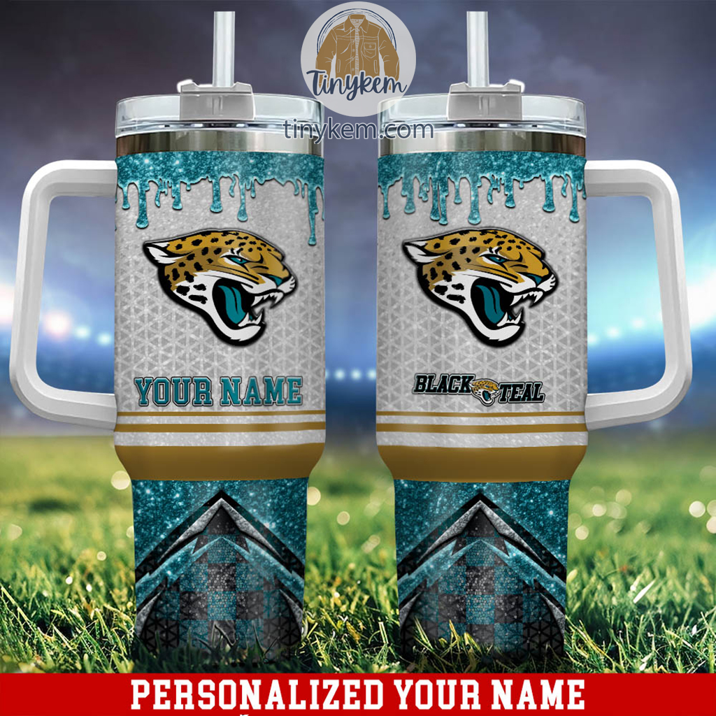 Jacksonville Jaguars Glitter NFL Custom Stanley Cup 40 oz 30 oz Tumbler With Handle