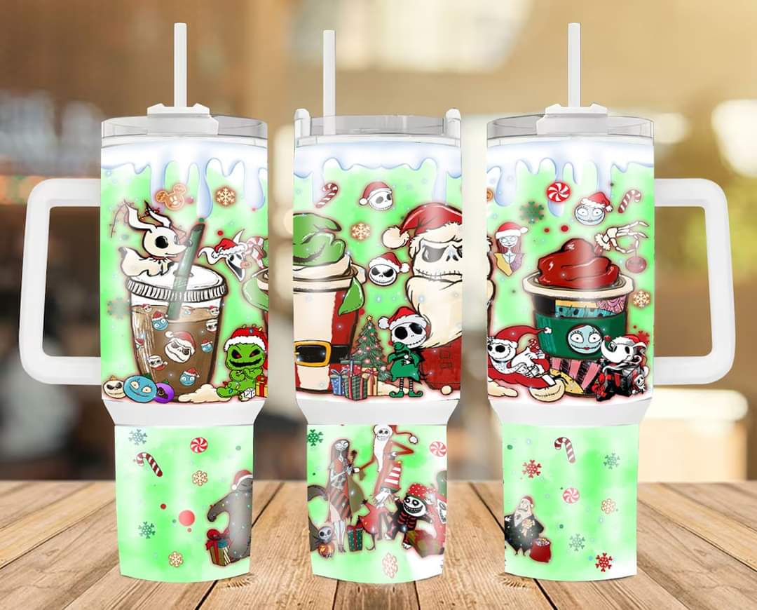 Jask Skellington Coffee Cups The Nightmare Before Christmas Cartoon Custom Stanley Cup 40 oz 30 oz Tumbler With Handle