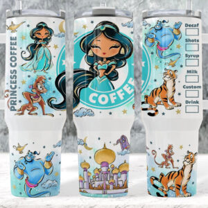Jasmine Aladdin Coffee Cartoon Custom Stanley Cup 40 oz 30 oz Tumbler With Handle