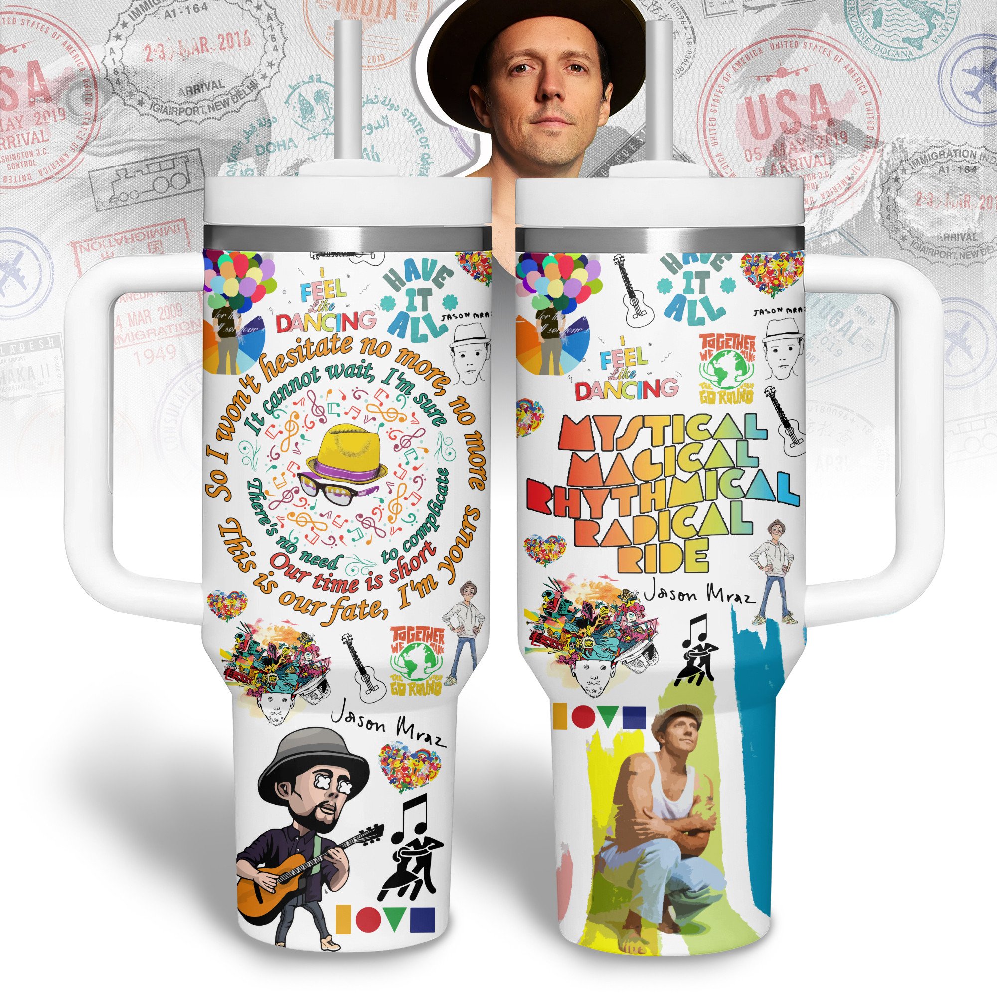Jason Mraz Music Custom Stanley Cup 40 oz 30 oz Tumbler With Handle