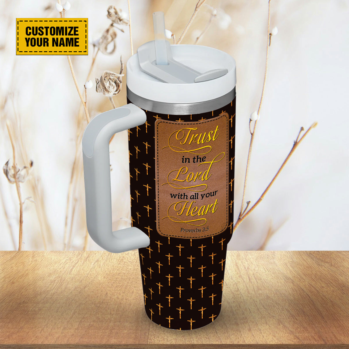Jesus Cross Pattern Custom Stanley Cup 40 oz 30 oz Tumbler With Handle
