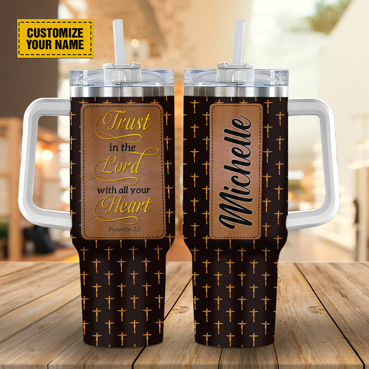 Jesus Cross Pattern Custom Stanley Cup 40 oz 30 oz Tumbler With Handle