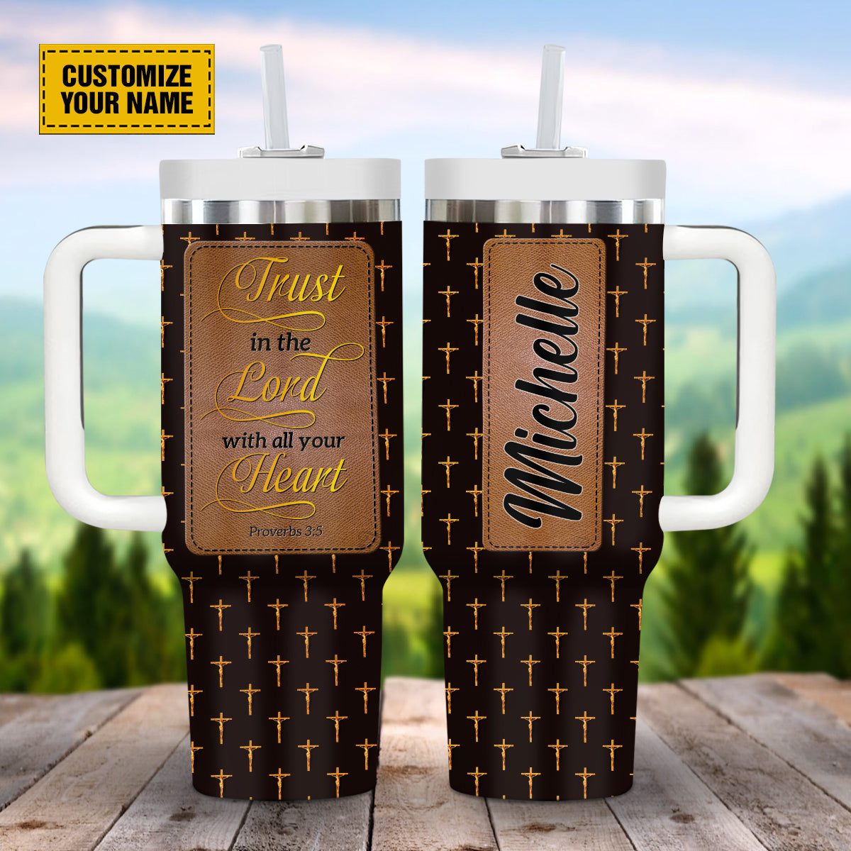 Jesus Cross Pattern Custom Stanley Cup 40 oz 30 oz Tumbler With Handle