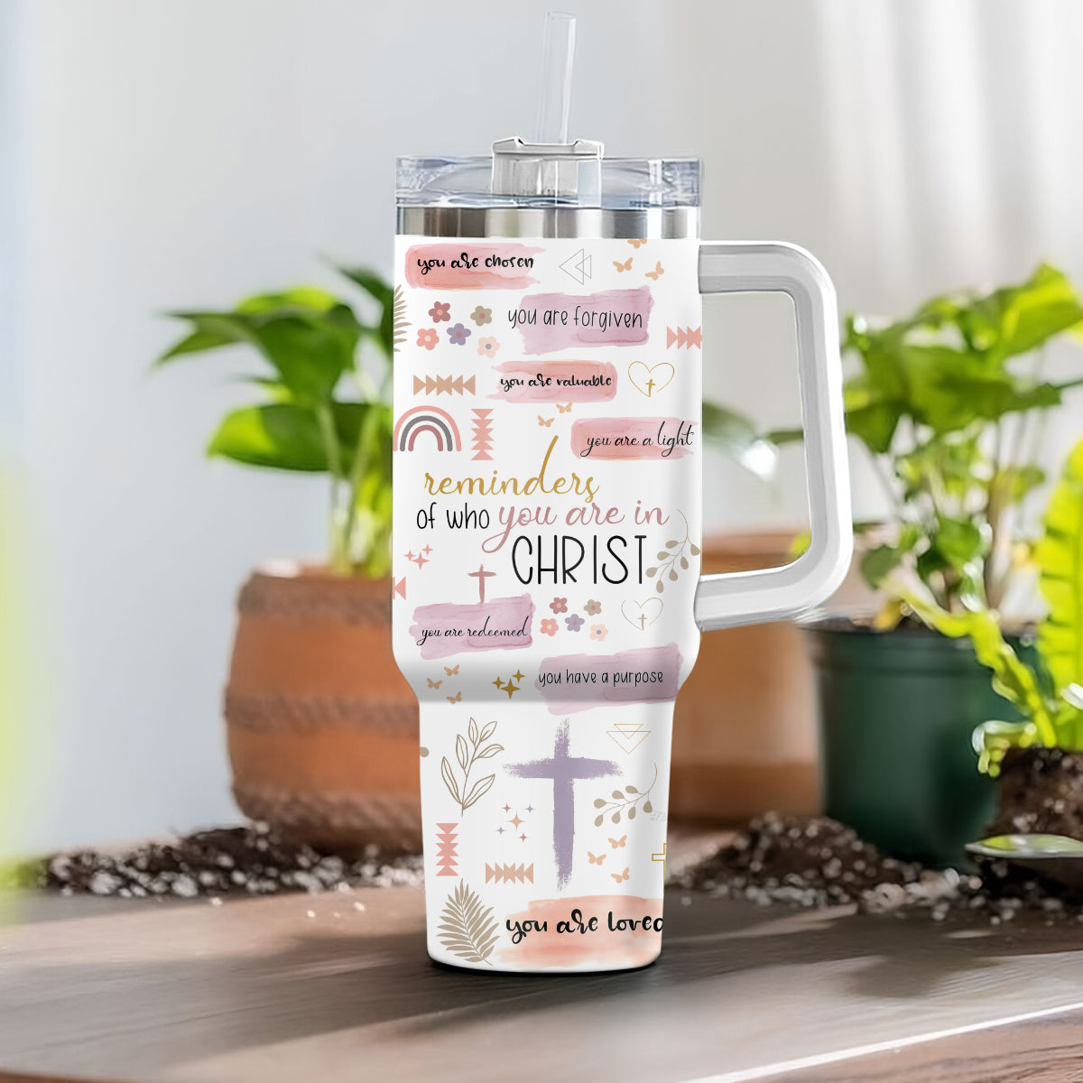 Jesus God Affirmation Custom Stanley Cup 40 oz 30 oz Tumbler With Handle