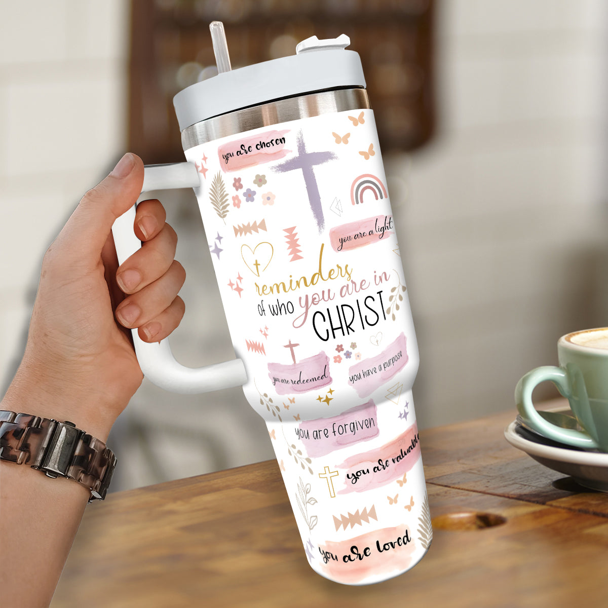 Jesus God Affirmation Custom Stanley Cup 40 oz 30 oz Tumbler With Handle