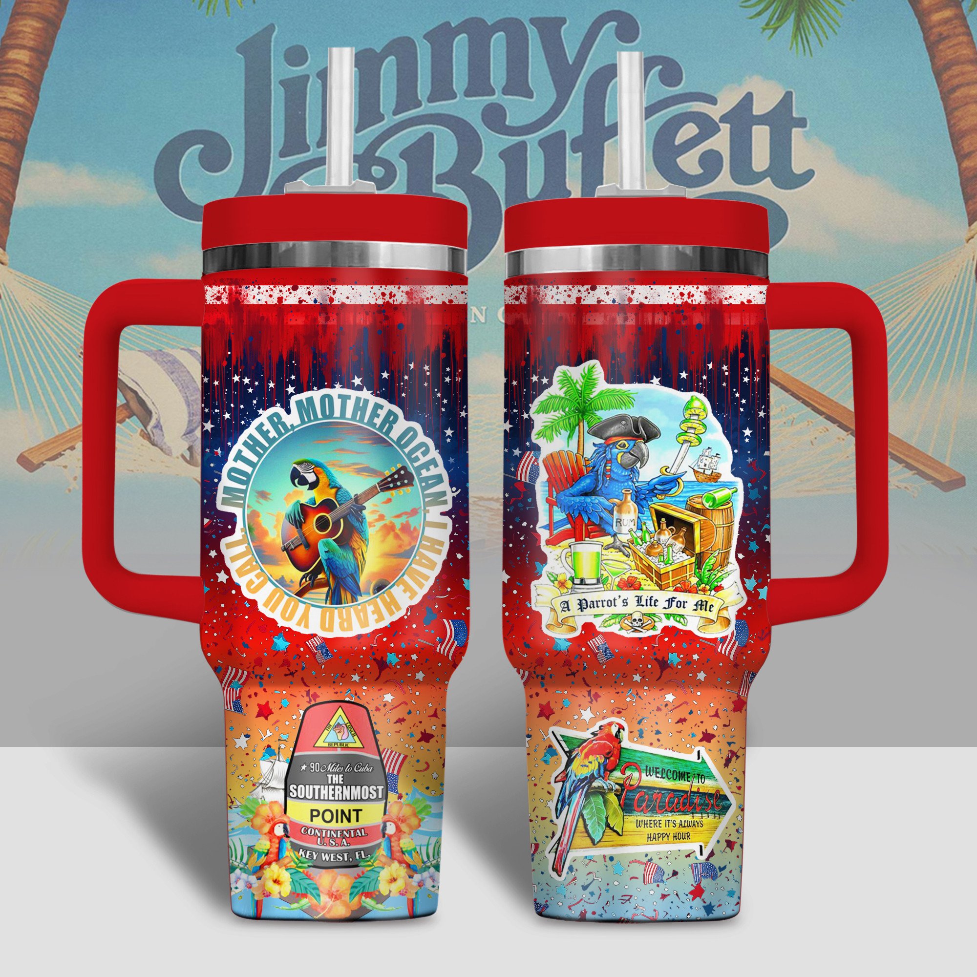Jimmy Buffett Music Custom Stanley Cup 40 oz 30 oz Tumbler With Handle