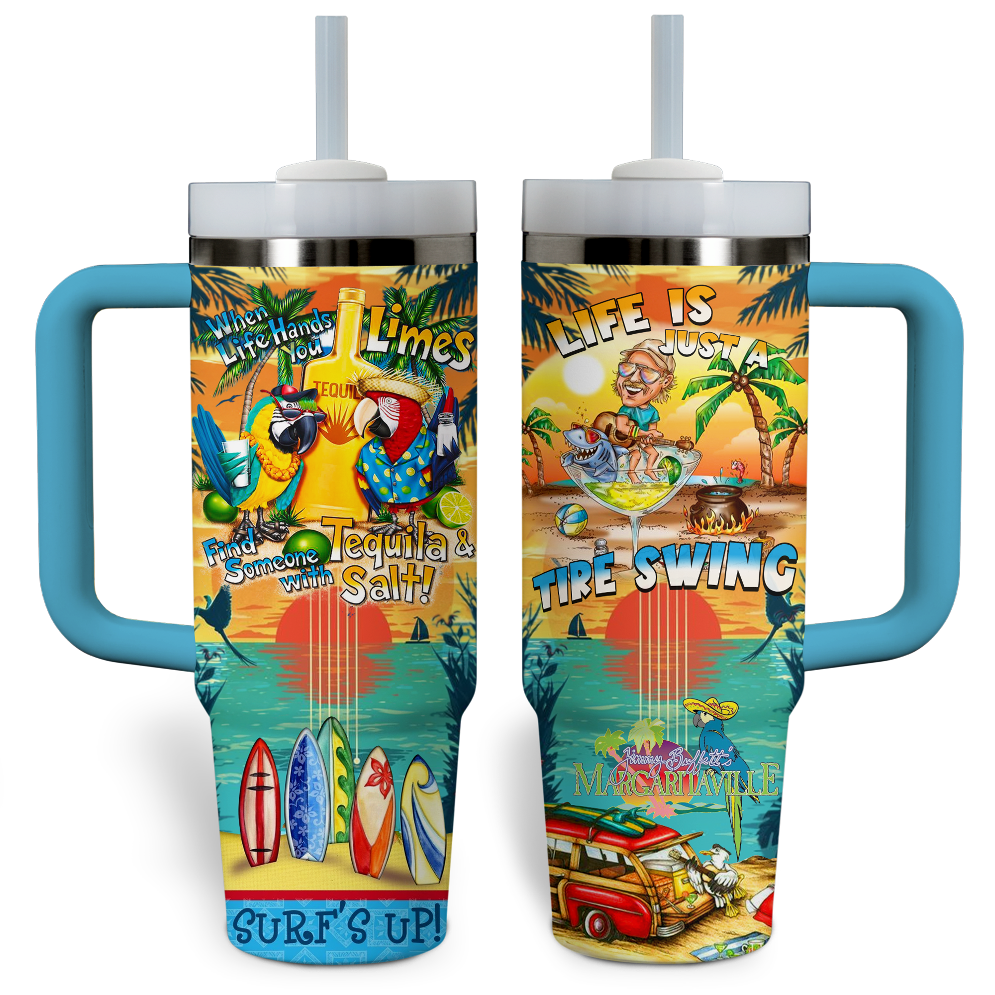 Jimmy Buffett Music Custom Stanley Cup 40 oz 30 oz Tumbler With Handle