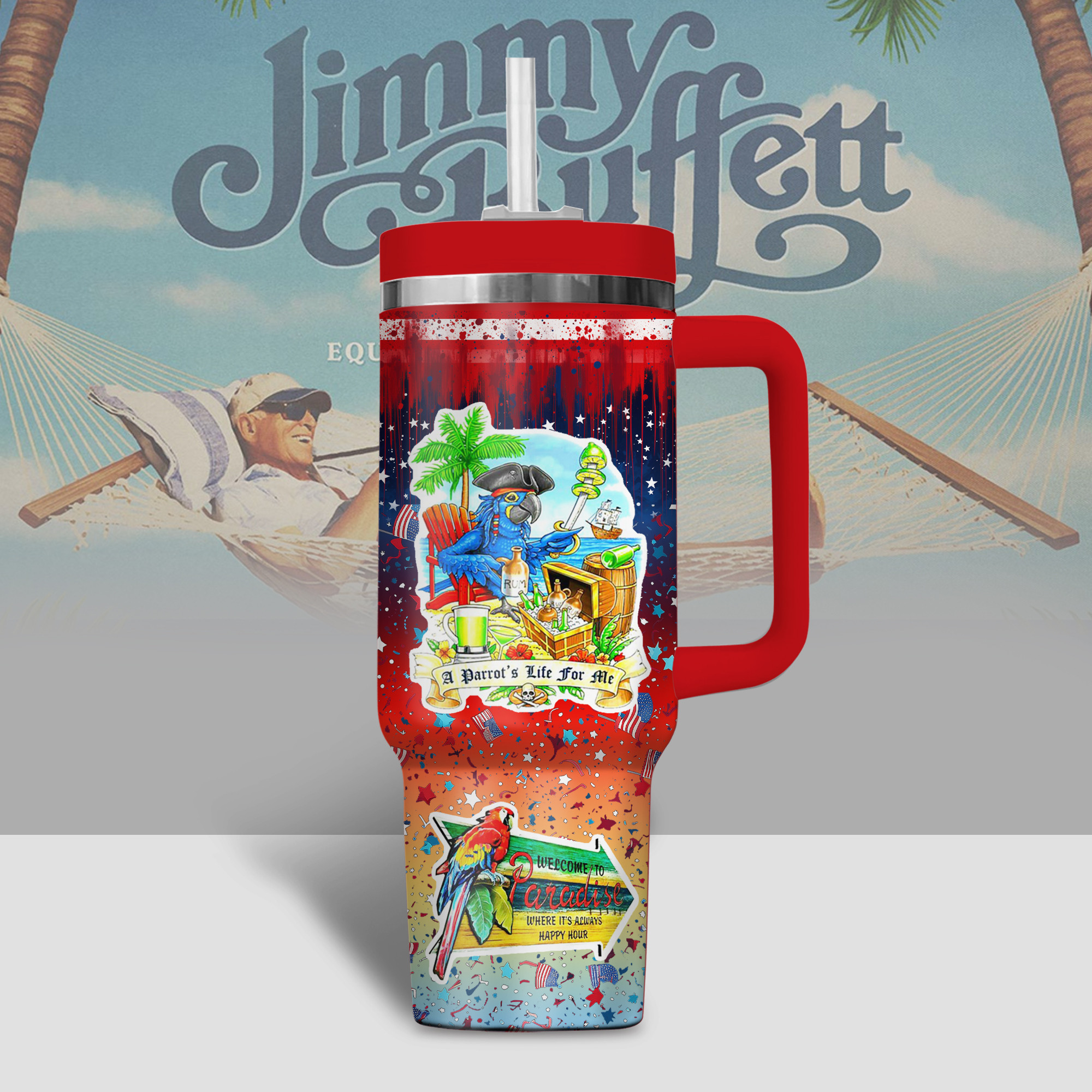 Jimmy Buffett Music Custom Stanley Cup 40 oz 30 oz Tumbler With Handle