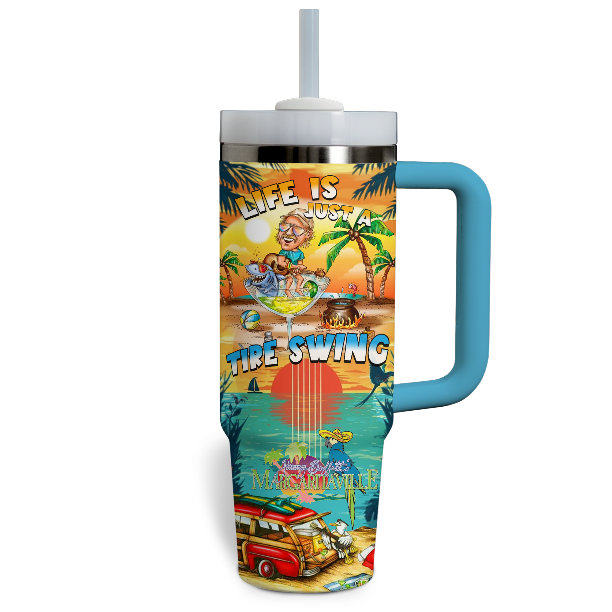 Jimmy Buffett Music Custom Stanley Cup 40 oz 30 oz Tumbler With Handle