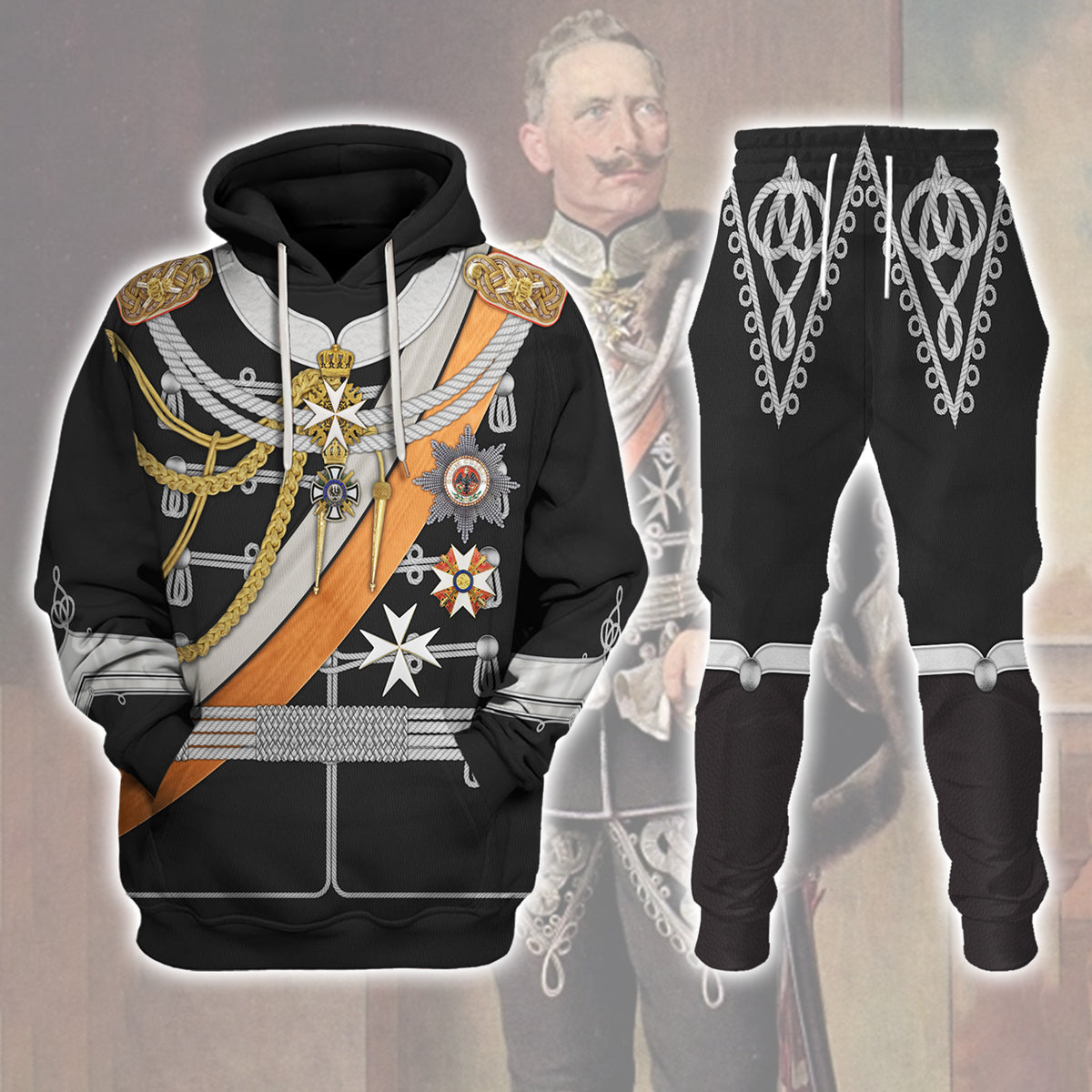 Kaiser Wilhelm II Uniform German Emperor & King of Prussia Costume Hoodie Sweatshirt T-Shirt Sweatpants Tracksuit - Stormmerch Exclusive
