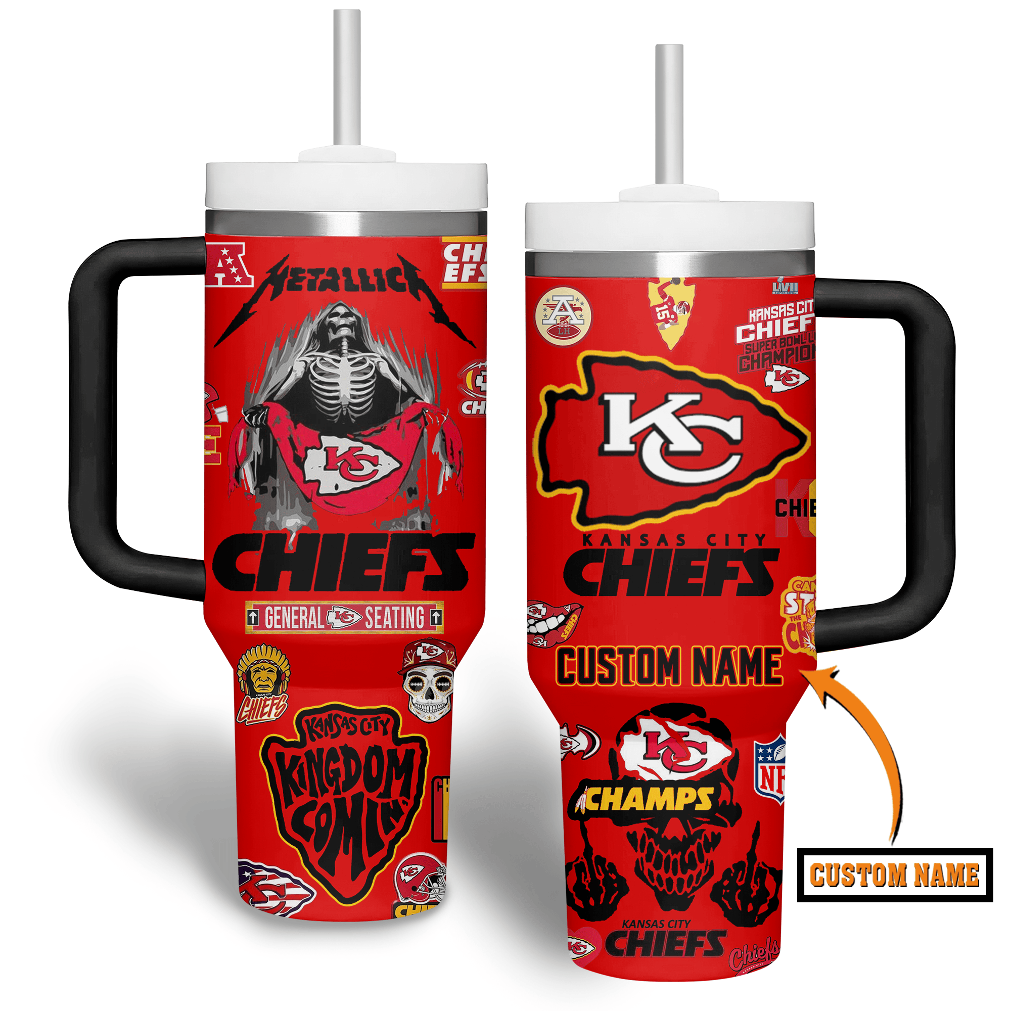 Kansas City Chiefs NFL Custom Stanley Cup 40 oz 30 oz Tumbler With Handle