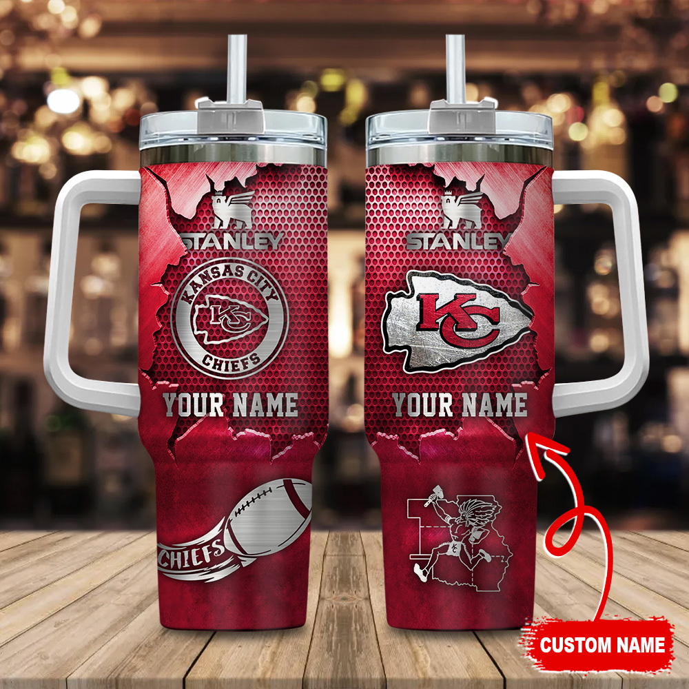 Kansas City Chiefs NFL Metal Style Custom Stanley Cup 40 oz 30 oz Tumbler With Handle