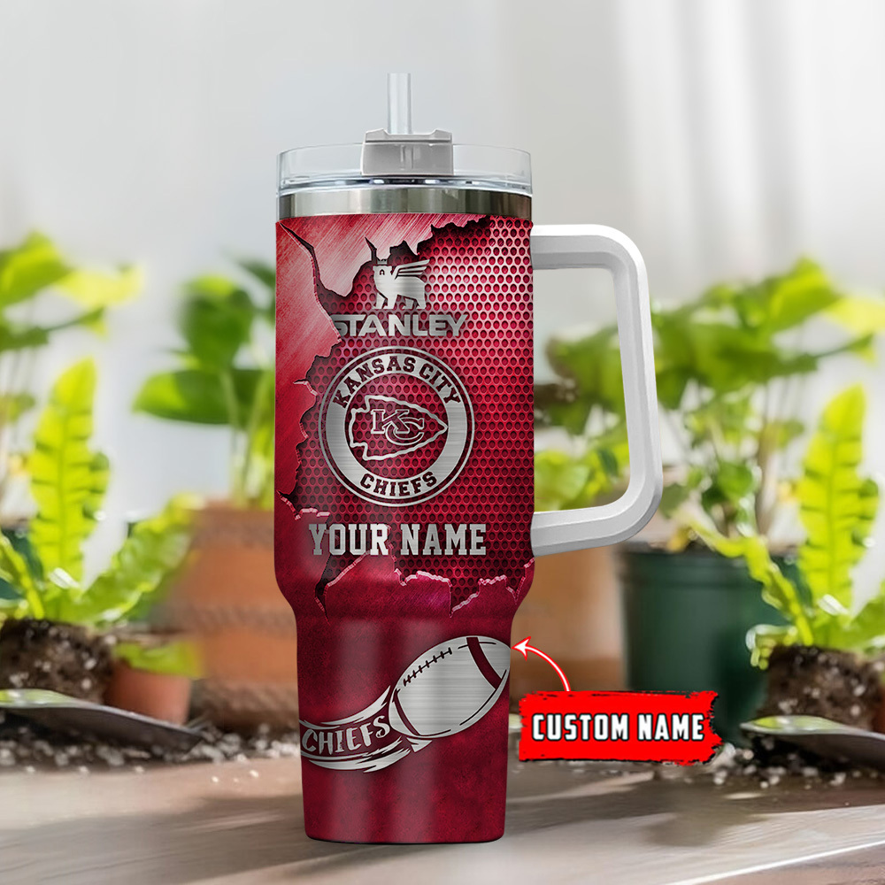 Kansas City Chiefs NFL Metal Style Custom Stanley Cup 40 oz 30 oz Tumbler With Handle