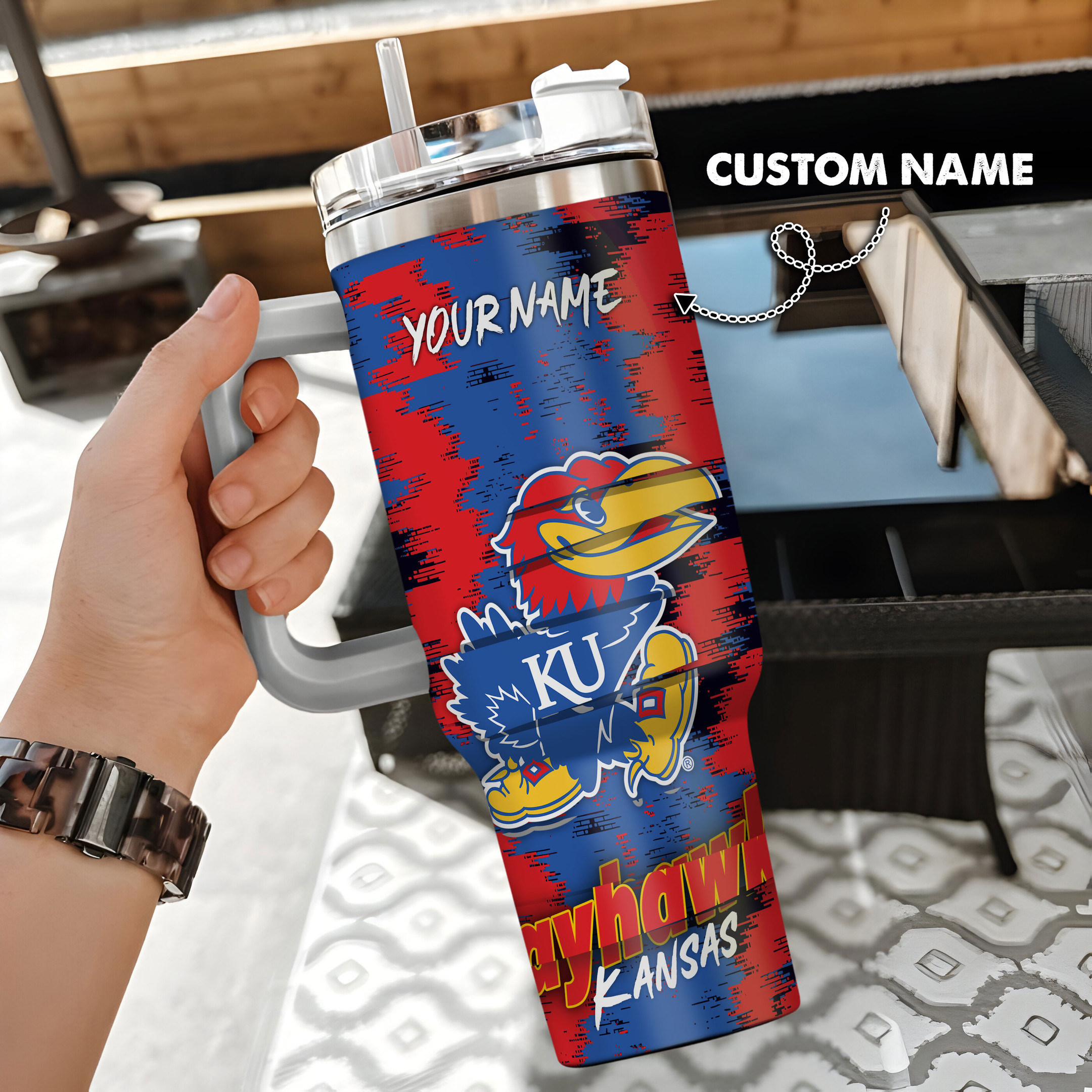 Kansas Jayhawks NCAA Custom Stanley Cup 40 oz 30 oz Tumbler With Handle
