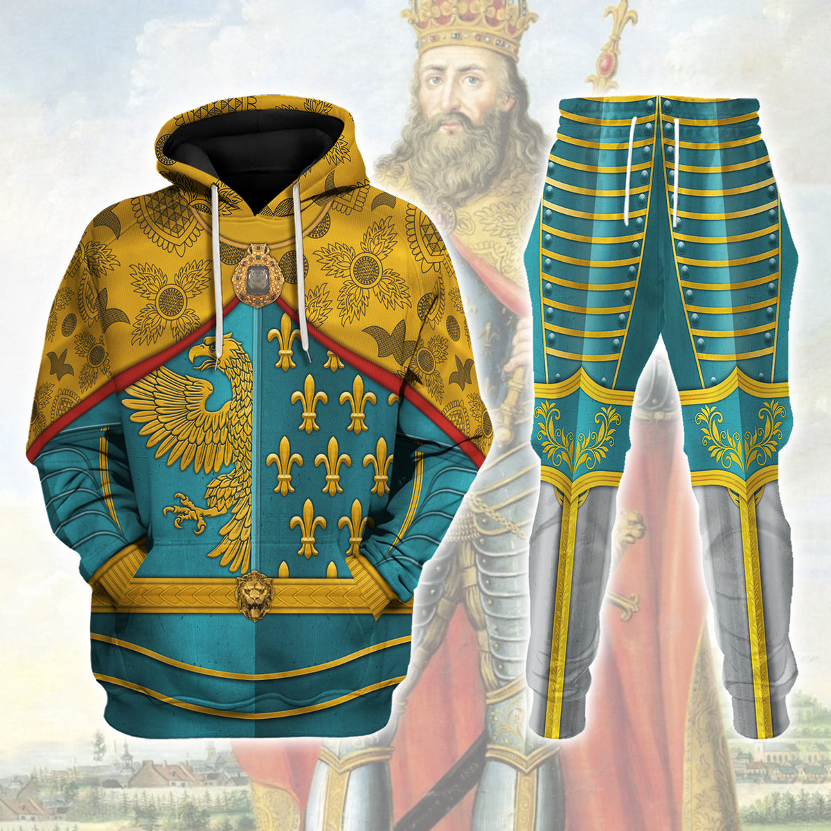 Karl I Charlemagne Holy Roman Emperor Costume Hoodie Sweatshirt T-Shirt Sweatpants Tracksuit - Stormmerch Exclusive