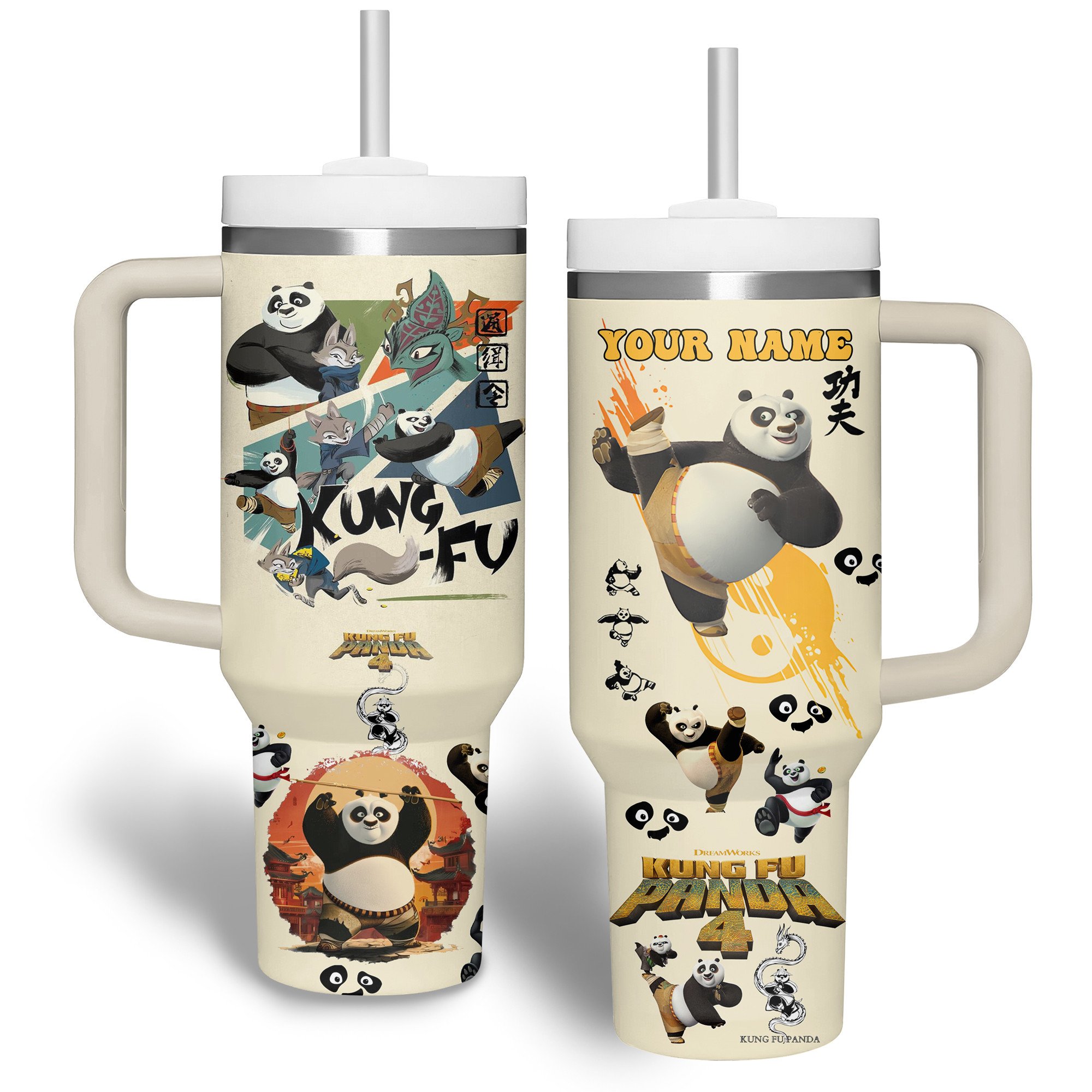 Kung Fu Panda Cartoon Custom Stanley Cup 40 oz 30 oz Tumbler With Handle