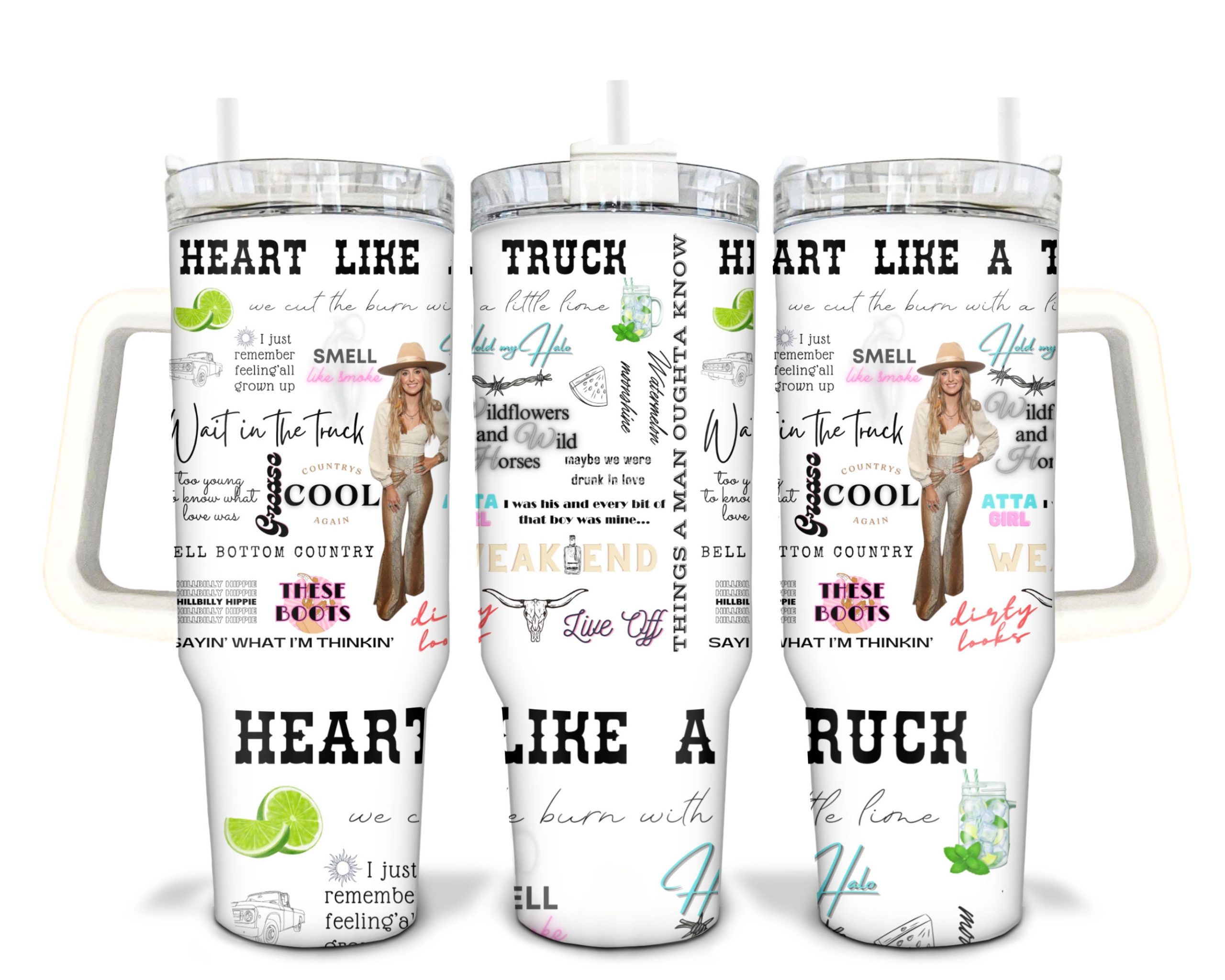 Lainey Wilson Heart Like a Truck Music Custom Stanley Cup 40 oz 30 oz Tumbler With Handle