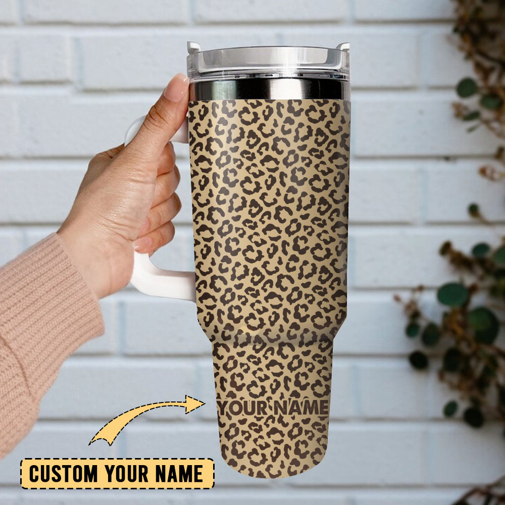 Leopard Artwork Custom Stanley Cup 40 oz 30 oz Tumbler With Handle