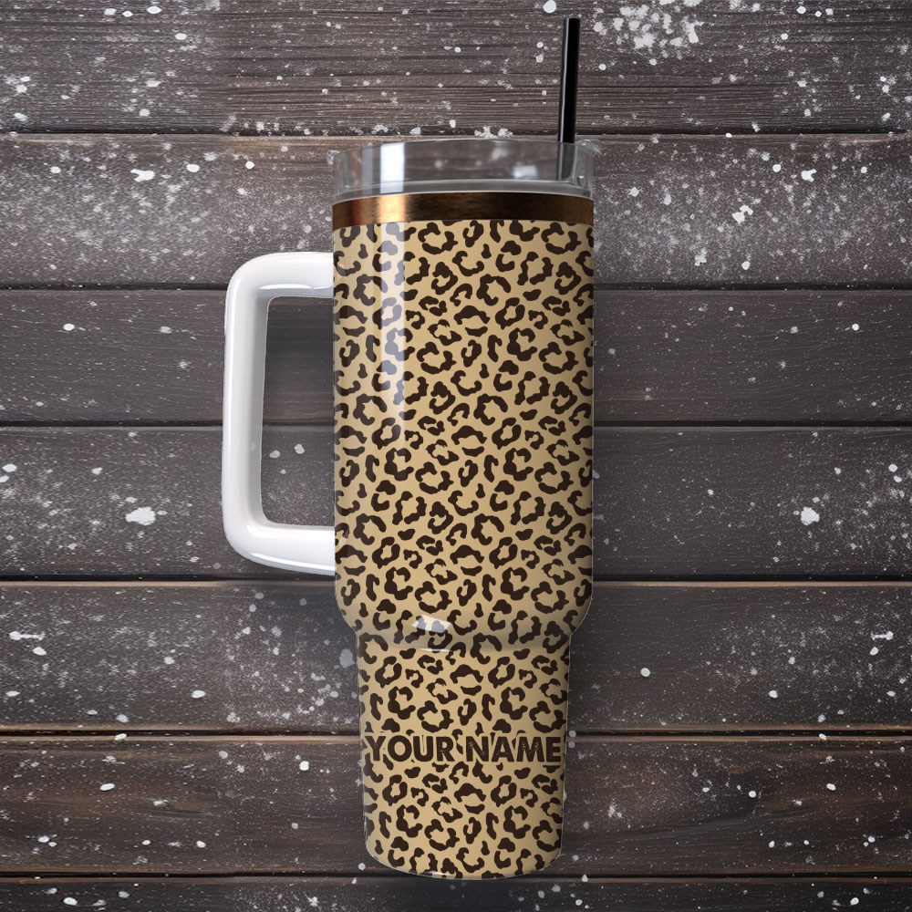 Leopard Artwork Custom Stanley Cup 40 oz 30 oz Tumbler With Handle