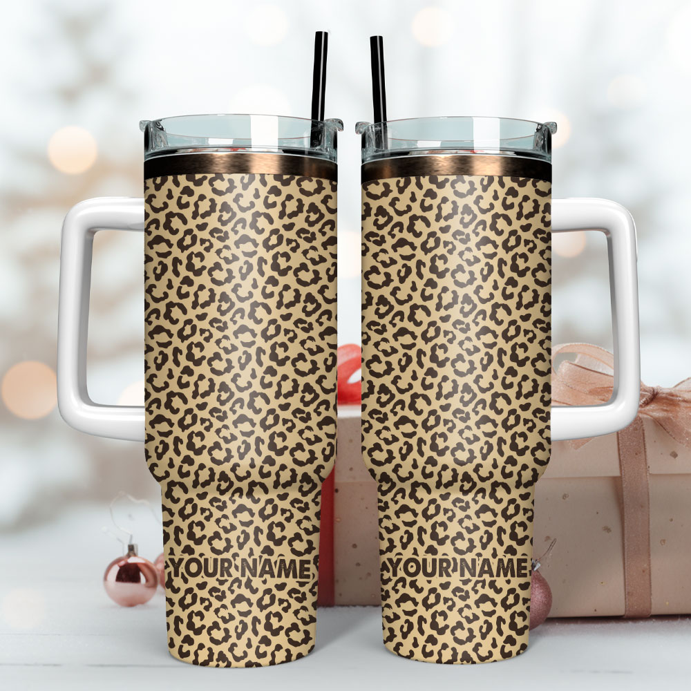 Leopard Artwork Custom Stanley Cup 40 oz 30 oz Tumbler With Handle