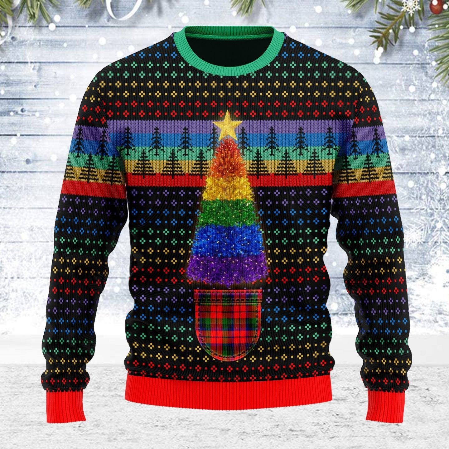 LGBTQ+ Christmas Tree Ugly Christmas Sweater - Stormmerch Exclusive