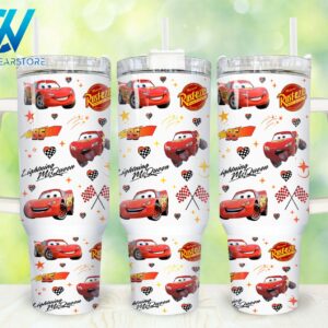 Lightning McQueen Cars Cartoon Custom Stanley Cup 40 oz 30 oz Tumbler With Handle