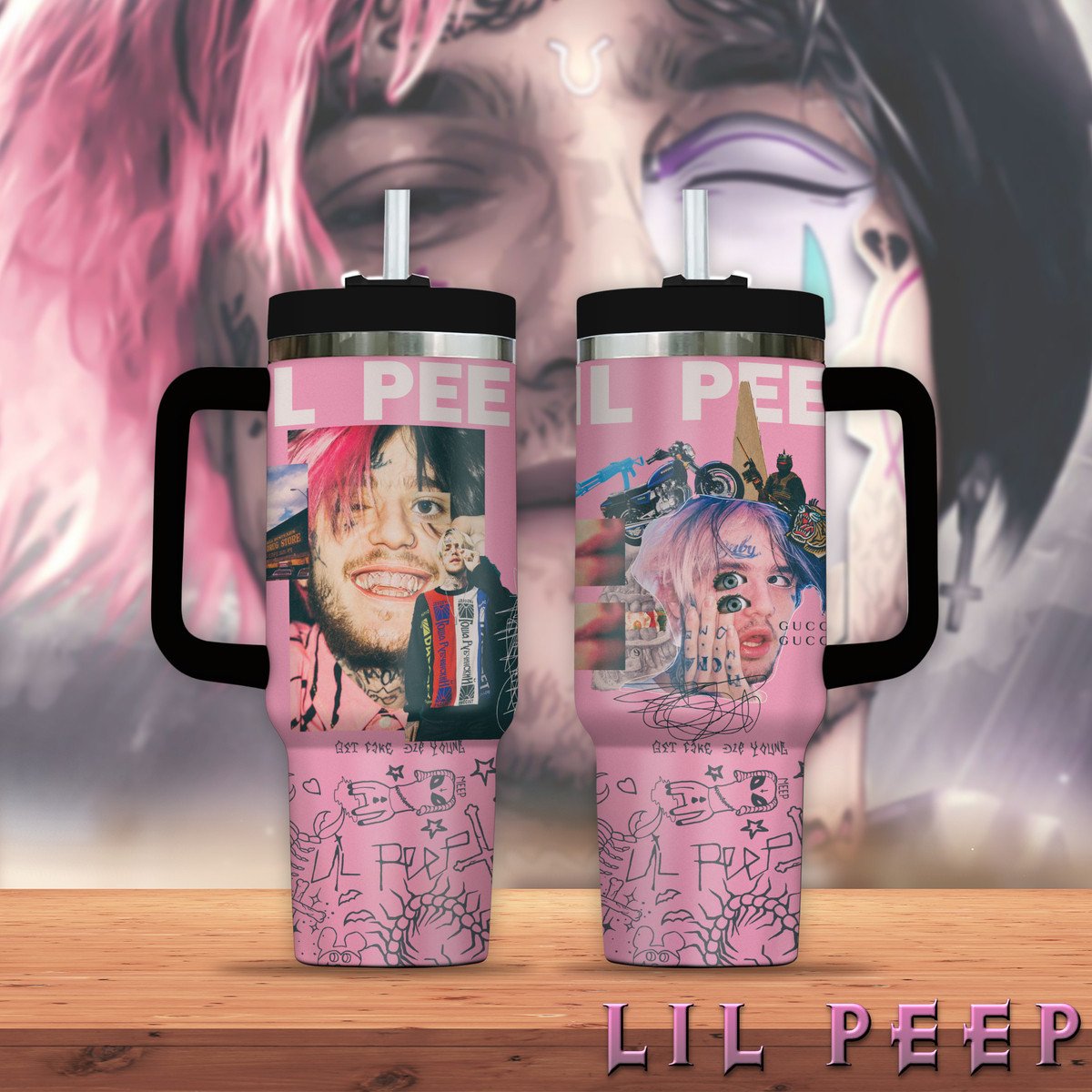 Lil Peep Music Custom Stanley Cup 40 oz 30 oz Tumbler With Handle