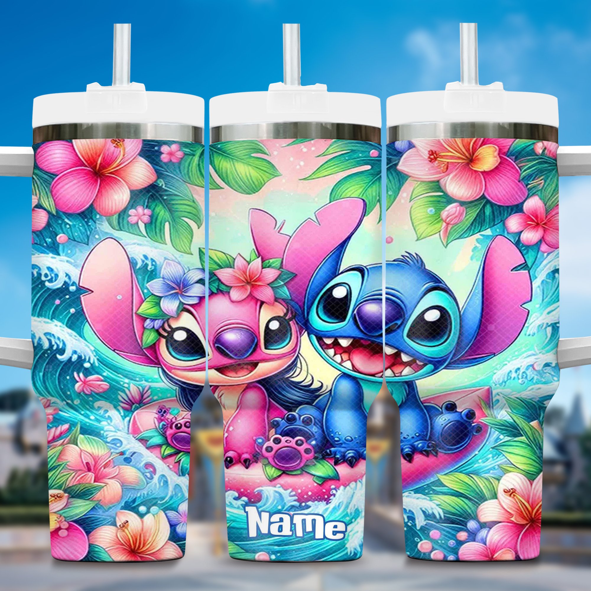 Lilo and Stitch Summer Cartoon Custom Stanley Cup 40 oz 30 oz Tumbler With Handle