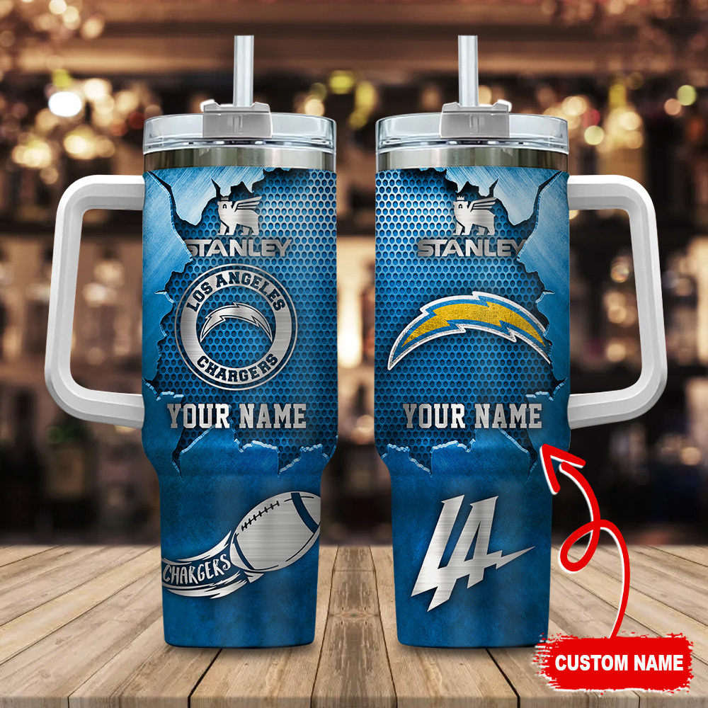 Los Angeles Chargers NFL Metal Style Custom Stanley Cup 40 oz 30 oz Tumbler With Handle