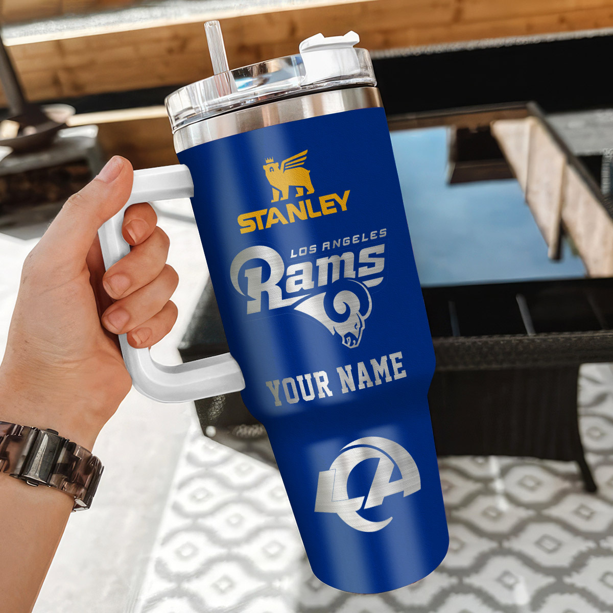 Los Angeles Rams NFL Silver Logo Custom Stanley Cup 40 oz 30 oz Tumbler With Handle