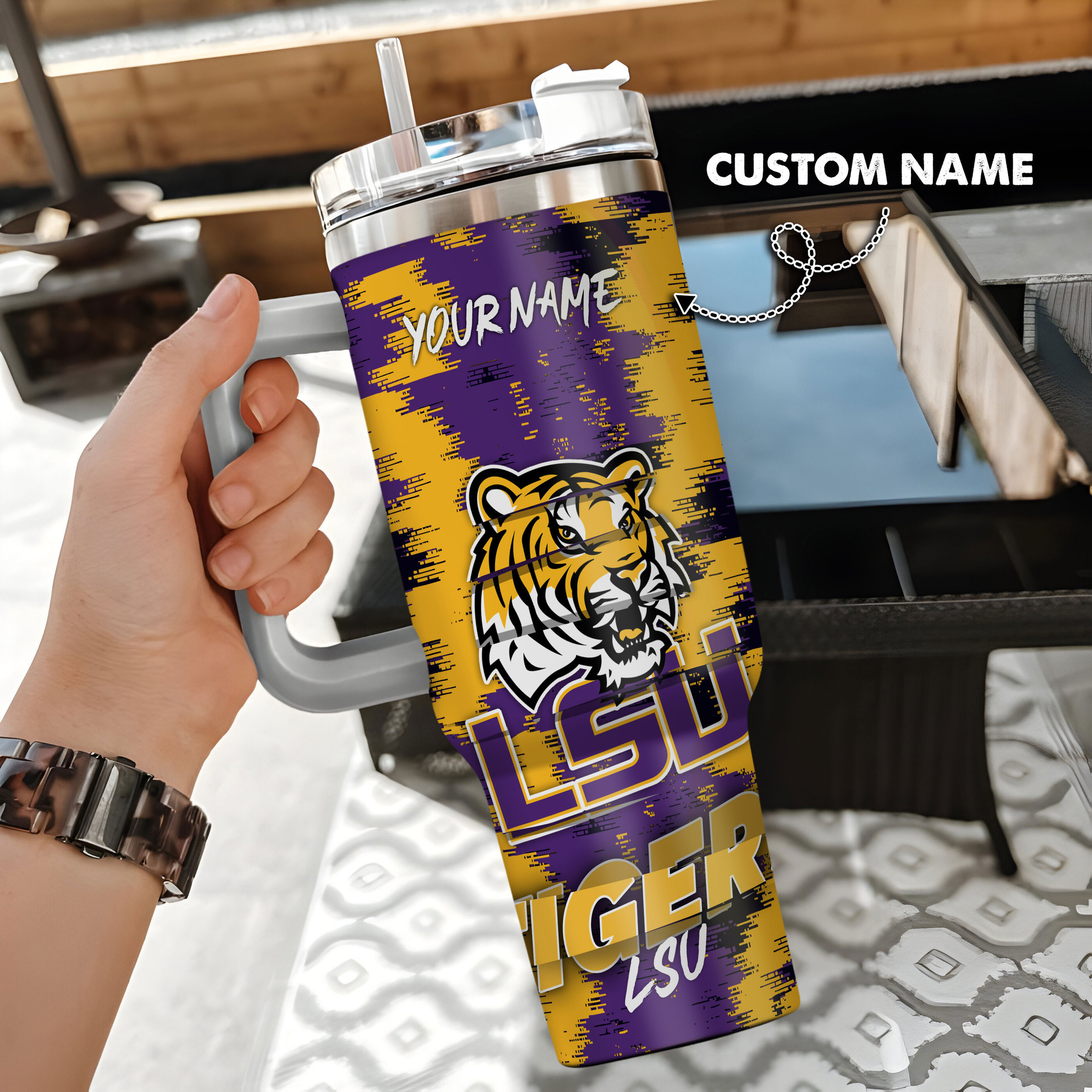 LSU TIGERS NCAA Custom Stanley Cup 40 oz 30 oz Tumbler With Handle