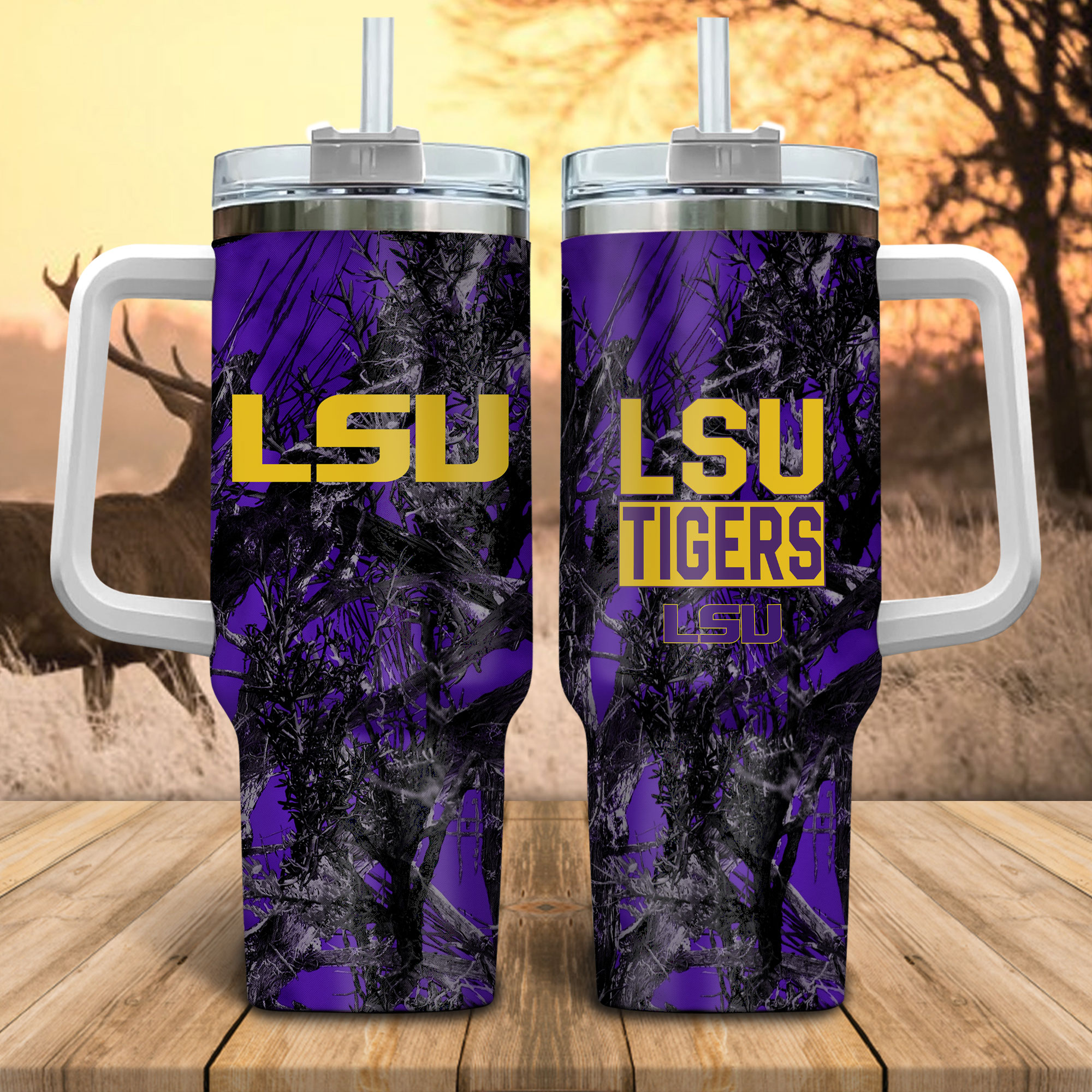 LSU Tigers NCAA Hunting Custom Stanley Cup 40 oz 30 oz Tumbler With Handle