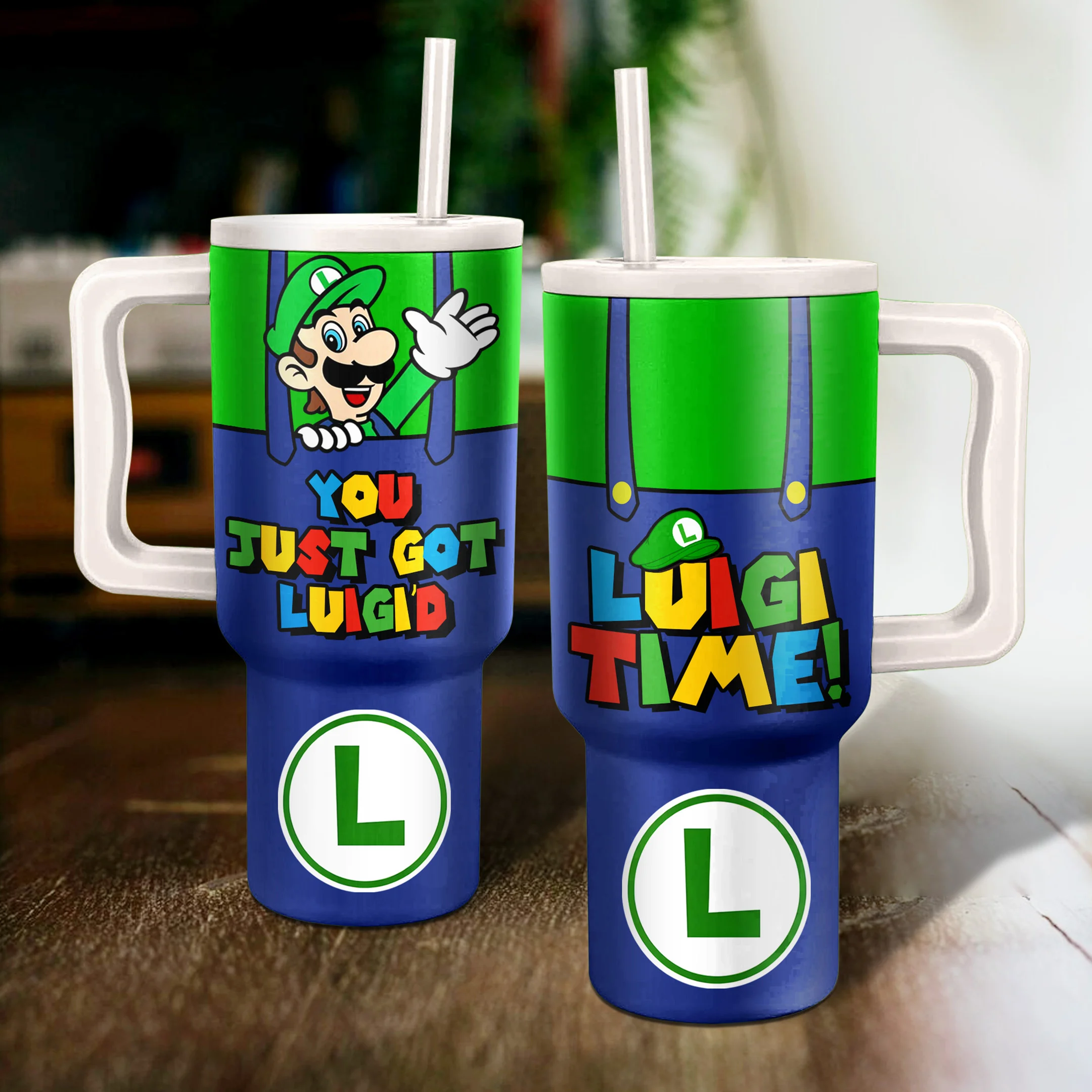 Luigi Super Mario Custom Stanley Cup 40 oz 30 oz Tumbler With Handle
