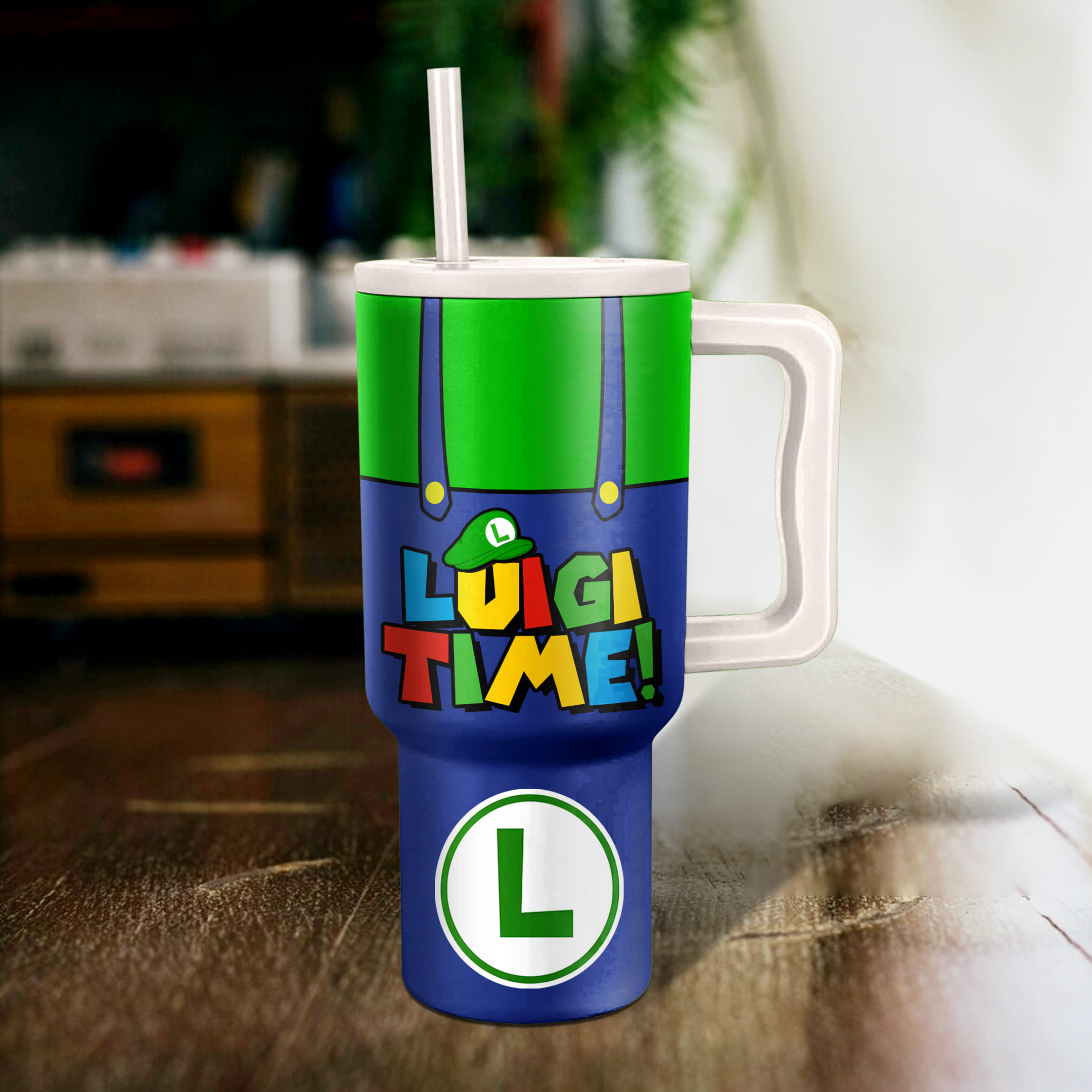 Luigi Super Mario Custom Stanley Cup 40 oz 30 oz Tumbler With Handle