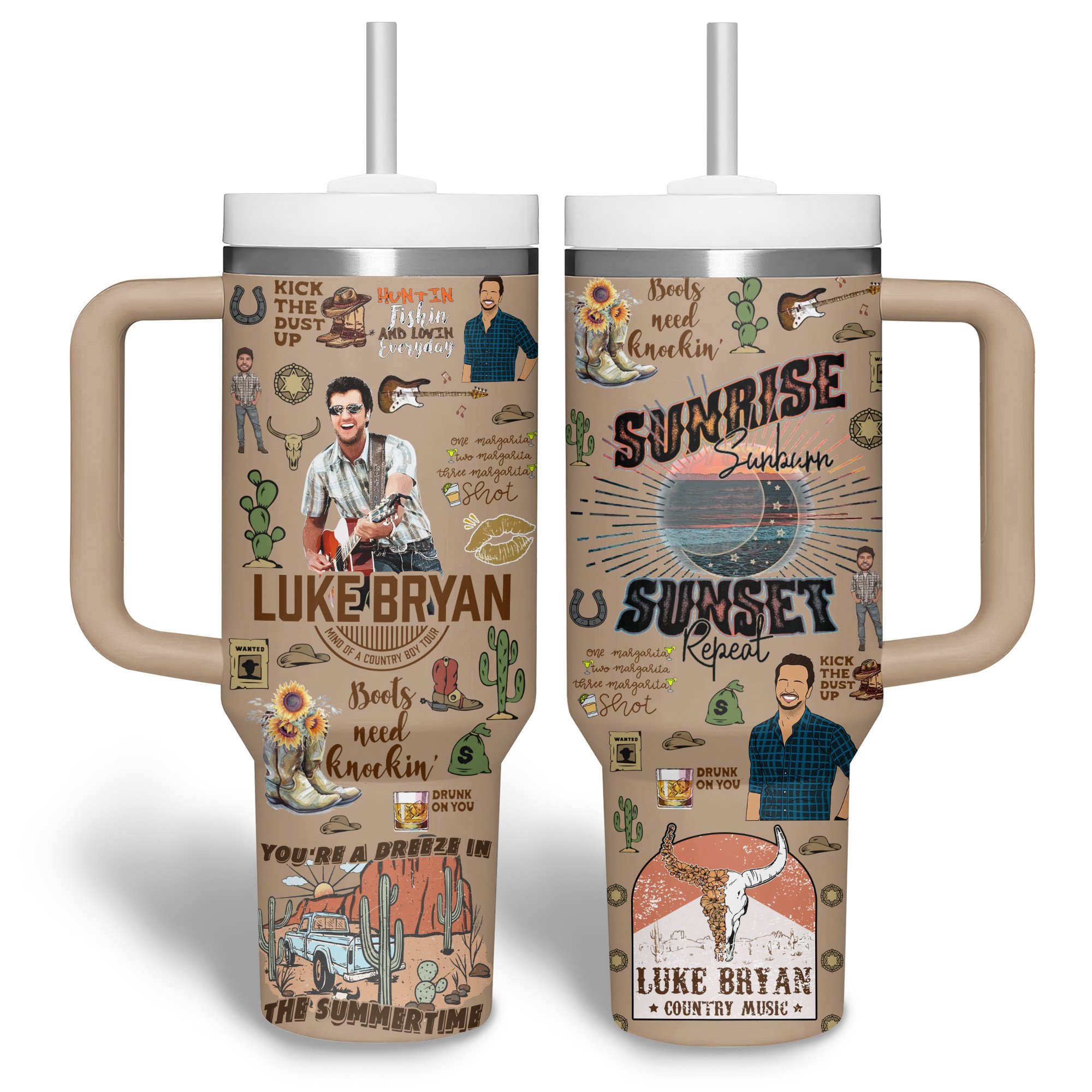 Luke Bryan Music Custom Stanley Cup 40 oz 30 oz Tumbler With Handle