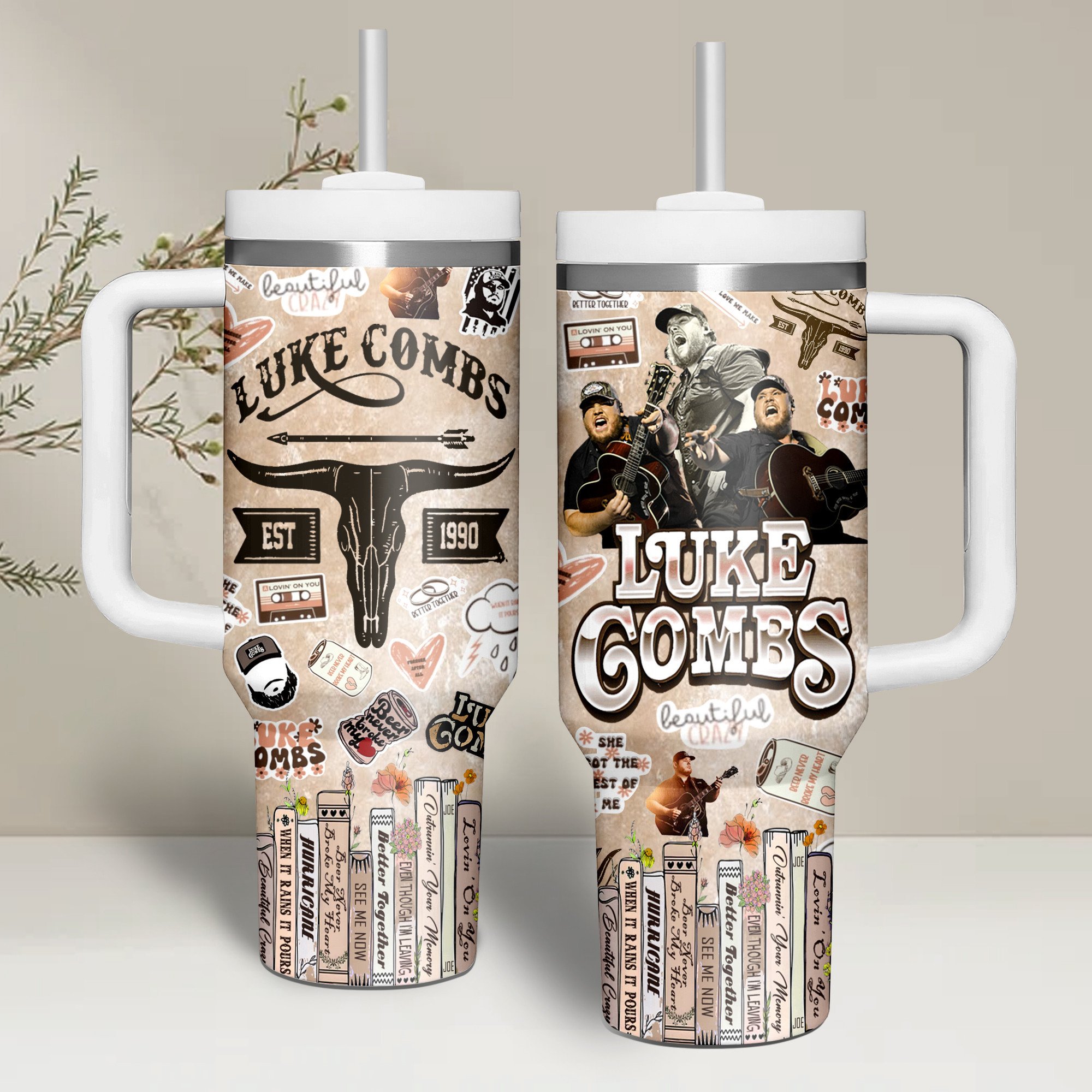 Luke Combs Music Custom Stanley Cup 40 oz 30 oz Tumbler With Handle