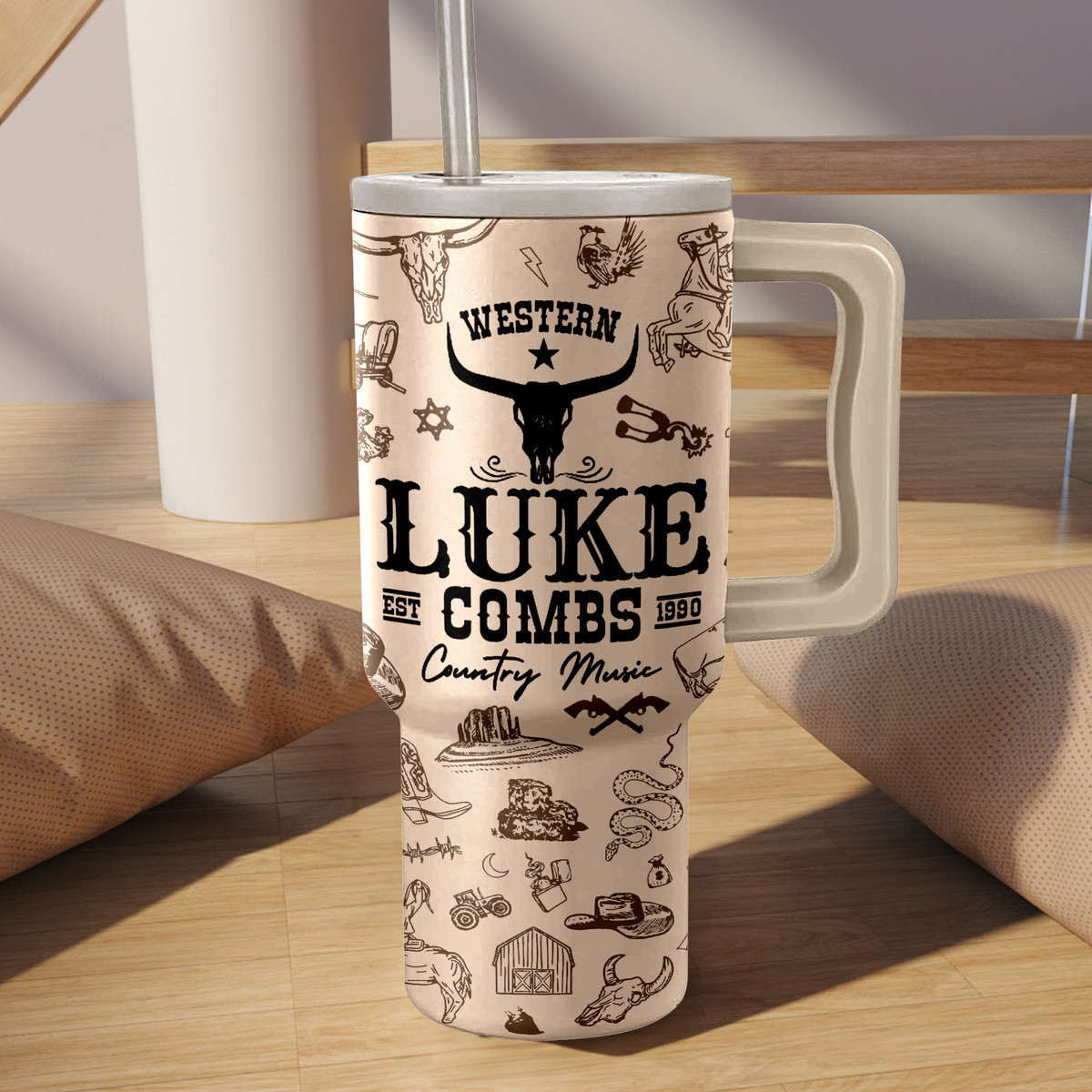 Luke Combs Music Custom Stanley Cup 40 oz 30 oz Tumbler With Handle