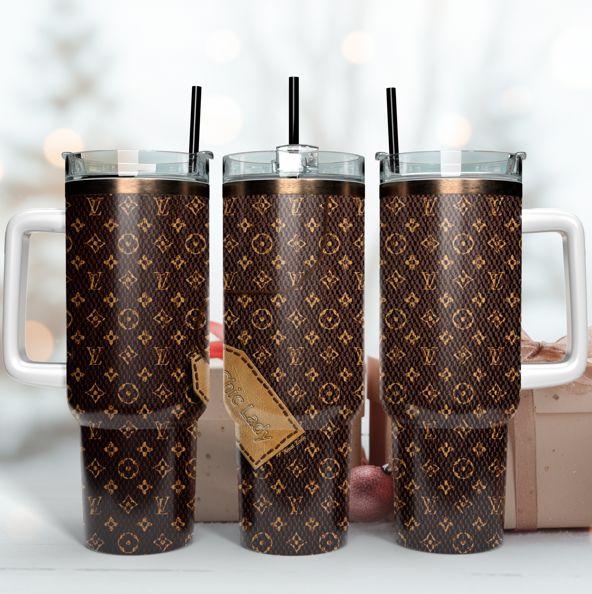 LV Logo Chic Lady Tag Custom Stanley Cup 40 oz 30 oz Tumbler With Handle